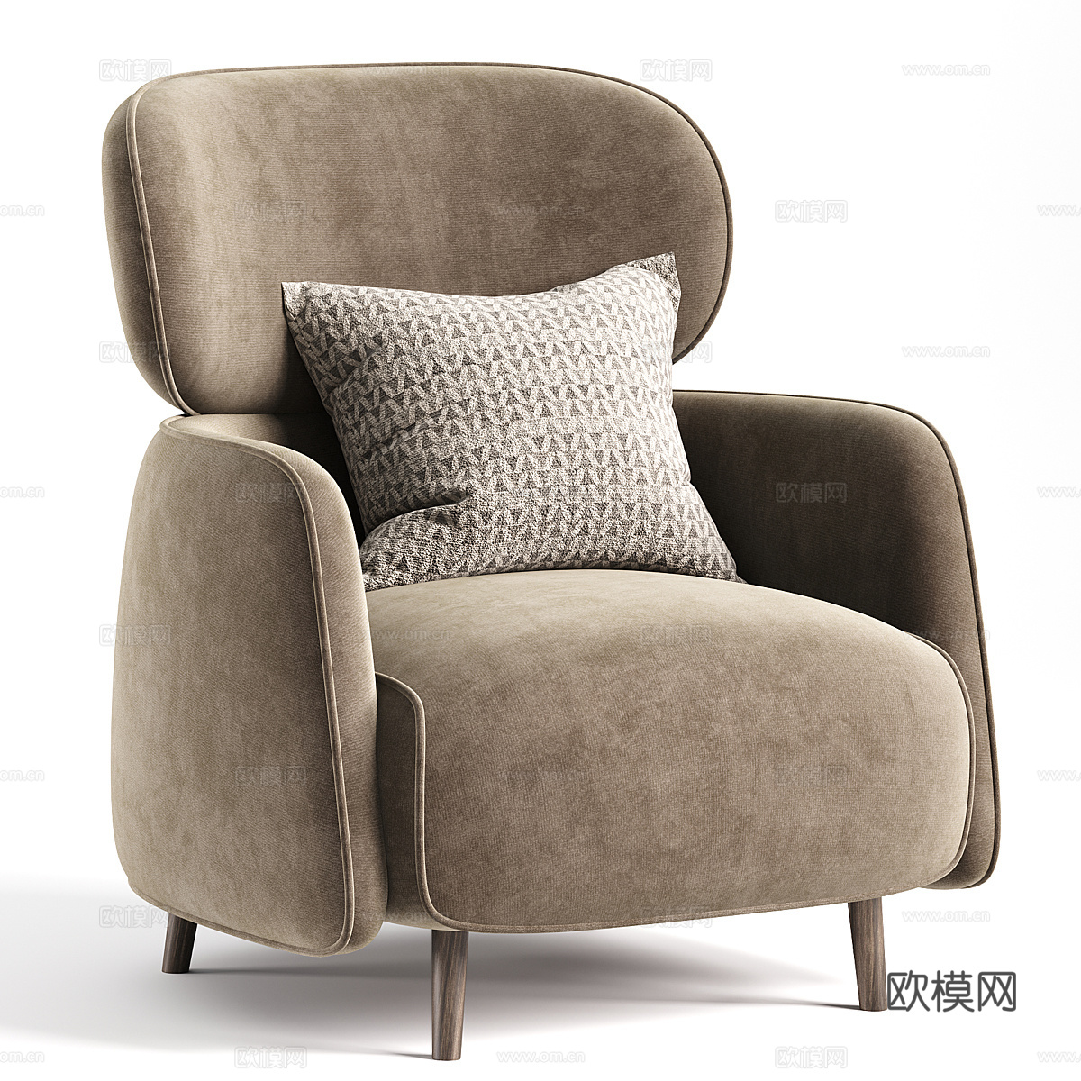 现代意式布艺扶手椅3d模型