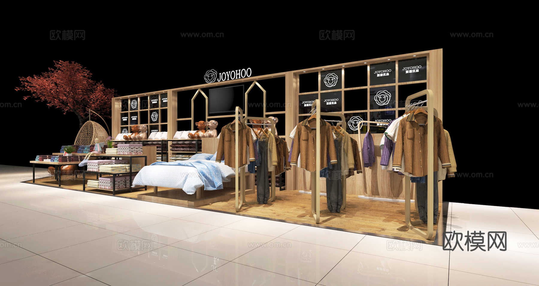 现代家居店 被子 枕头 熊 衣服 服装 抱枕3d模型