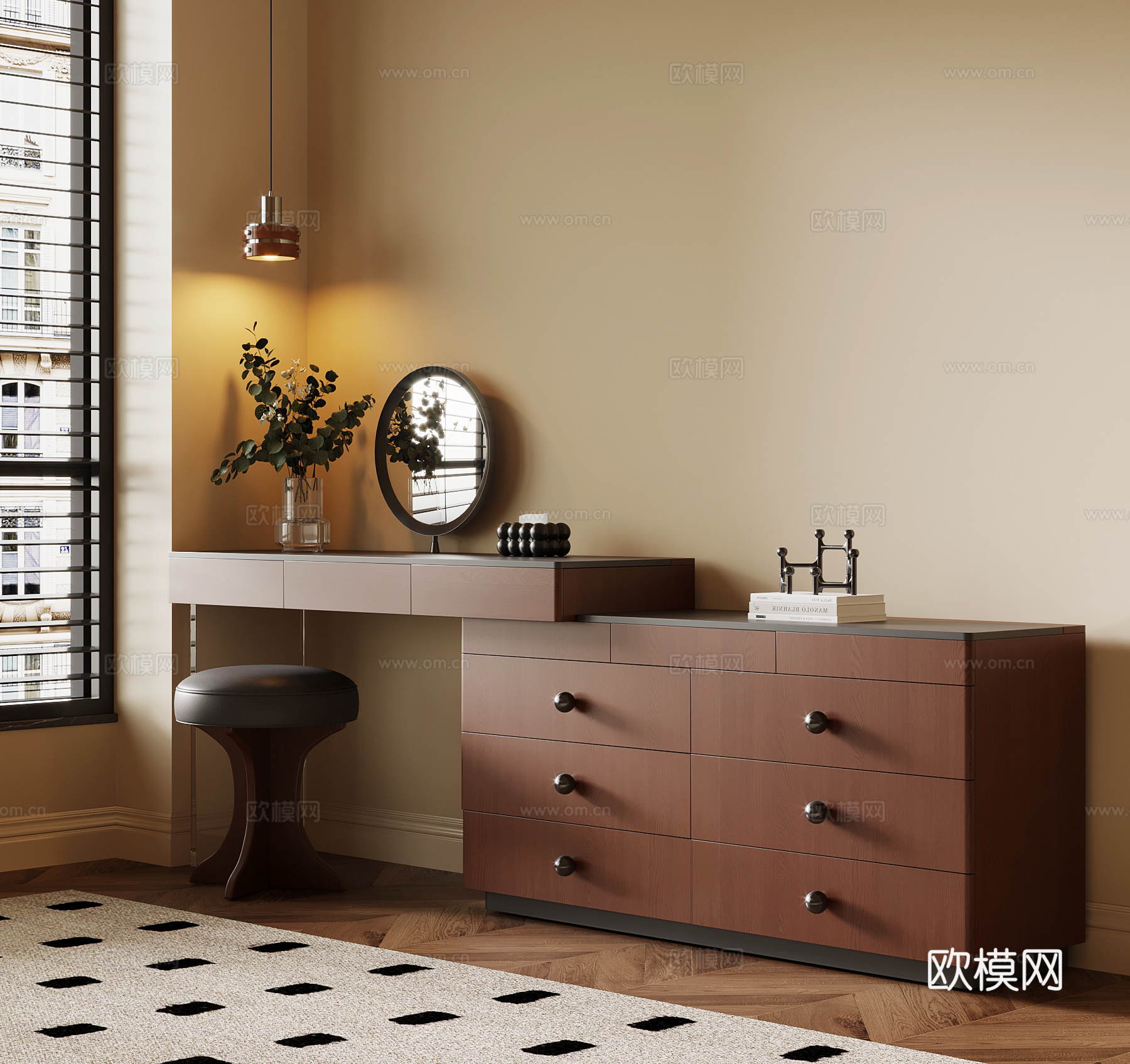 中古风梳妆台su模型