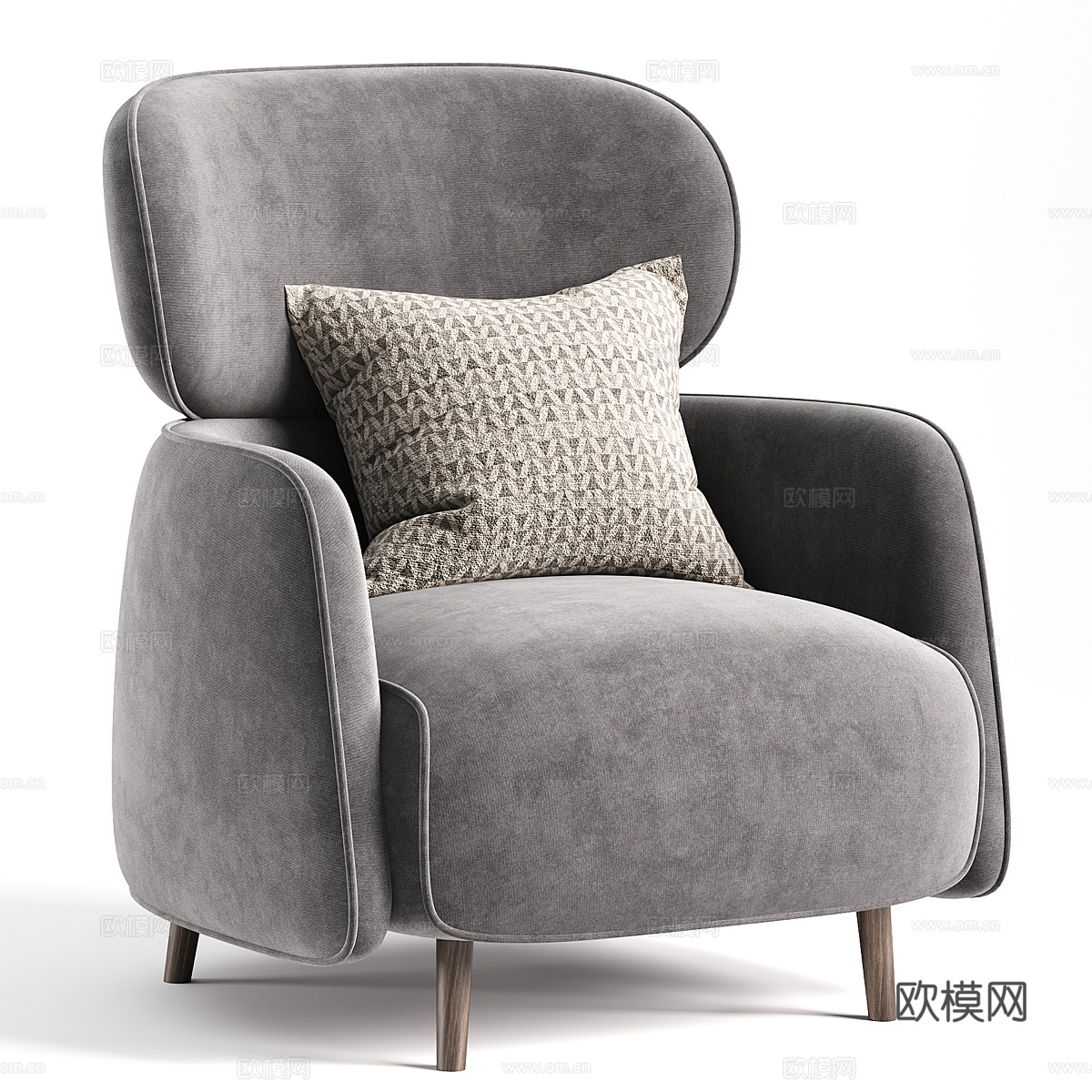 现代意式布艺扶手椅3d模型