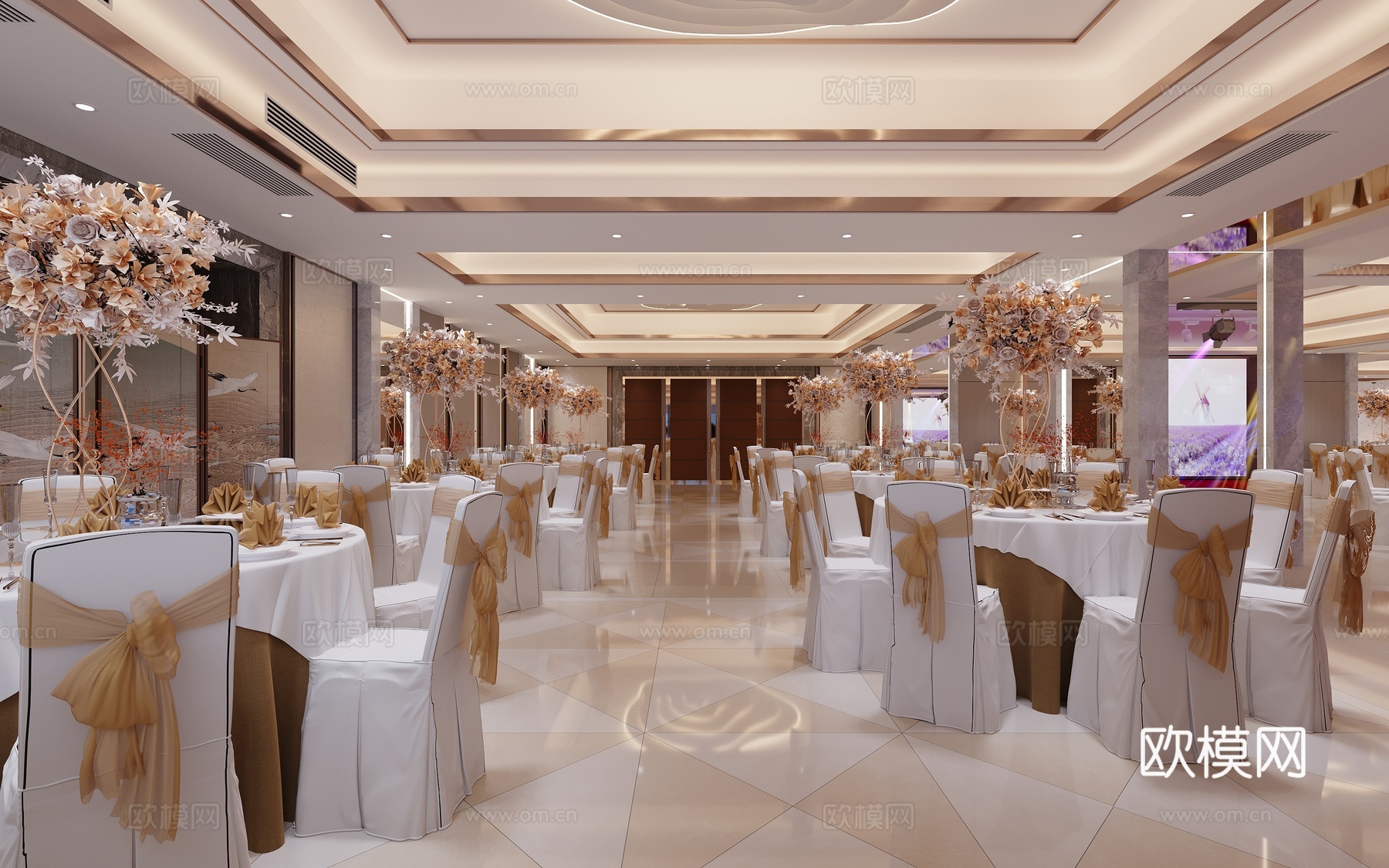 现代酒店宴会厅  餐厅3d模型