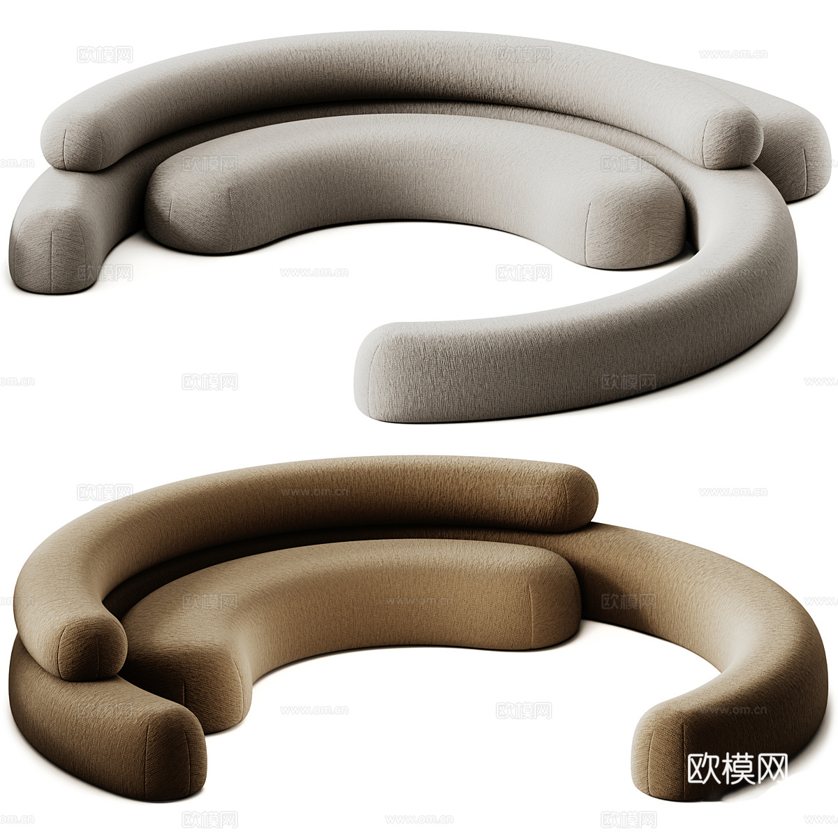 现代意式布艺异形沙发3d模型