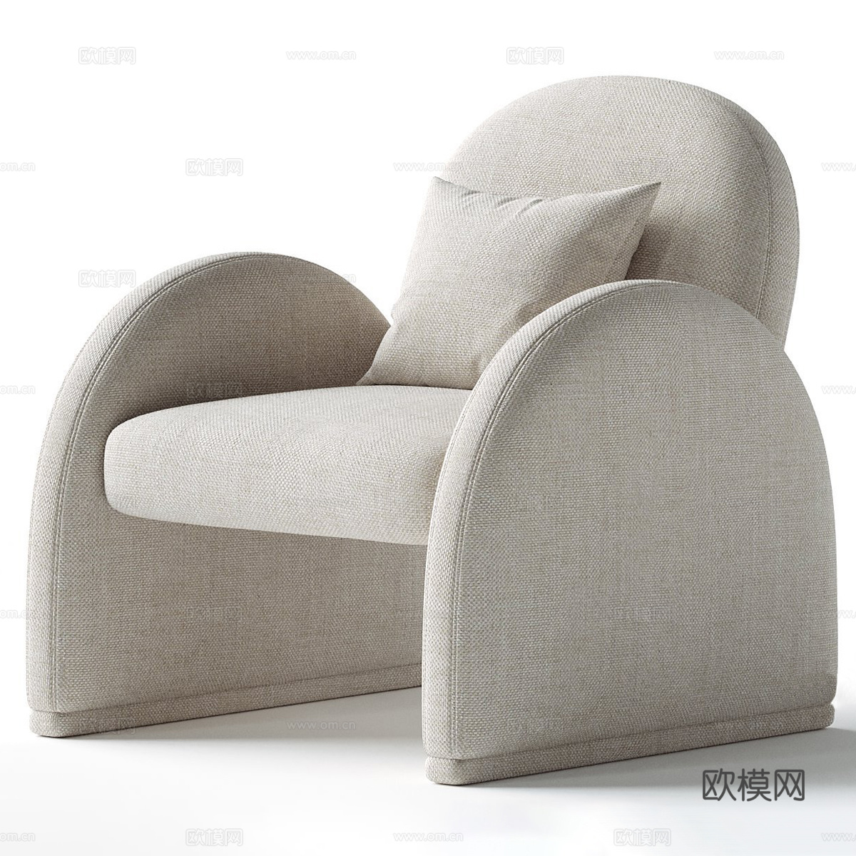 现代意式奶油风布艺扶手椅3d模型
