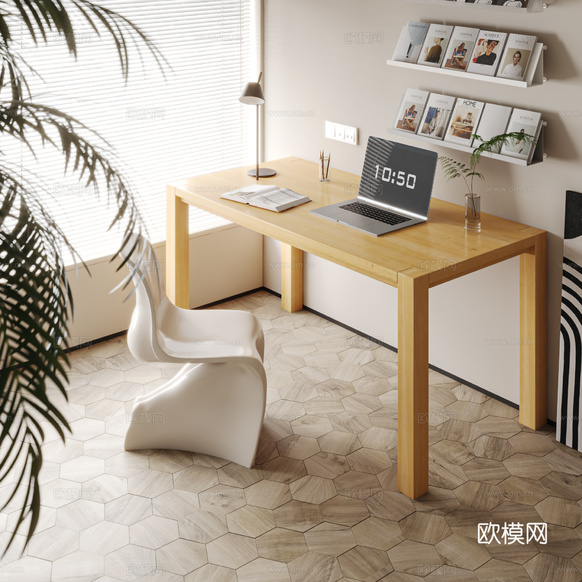 現(xiàn)代書桌椅組合 休閑區(qū) 書桌 電腦桌3d模型下載