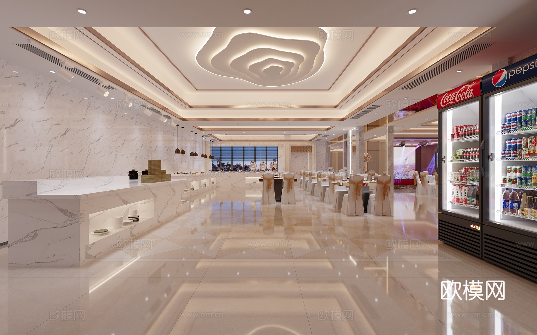 现代酒店宴会厅  餐厅3d模型