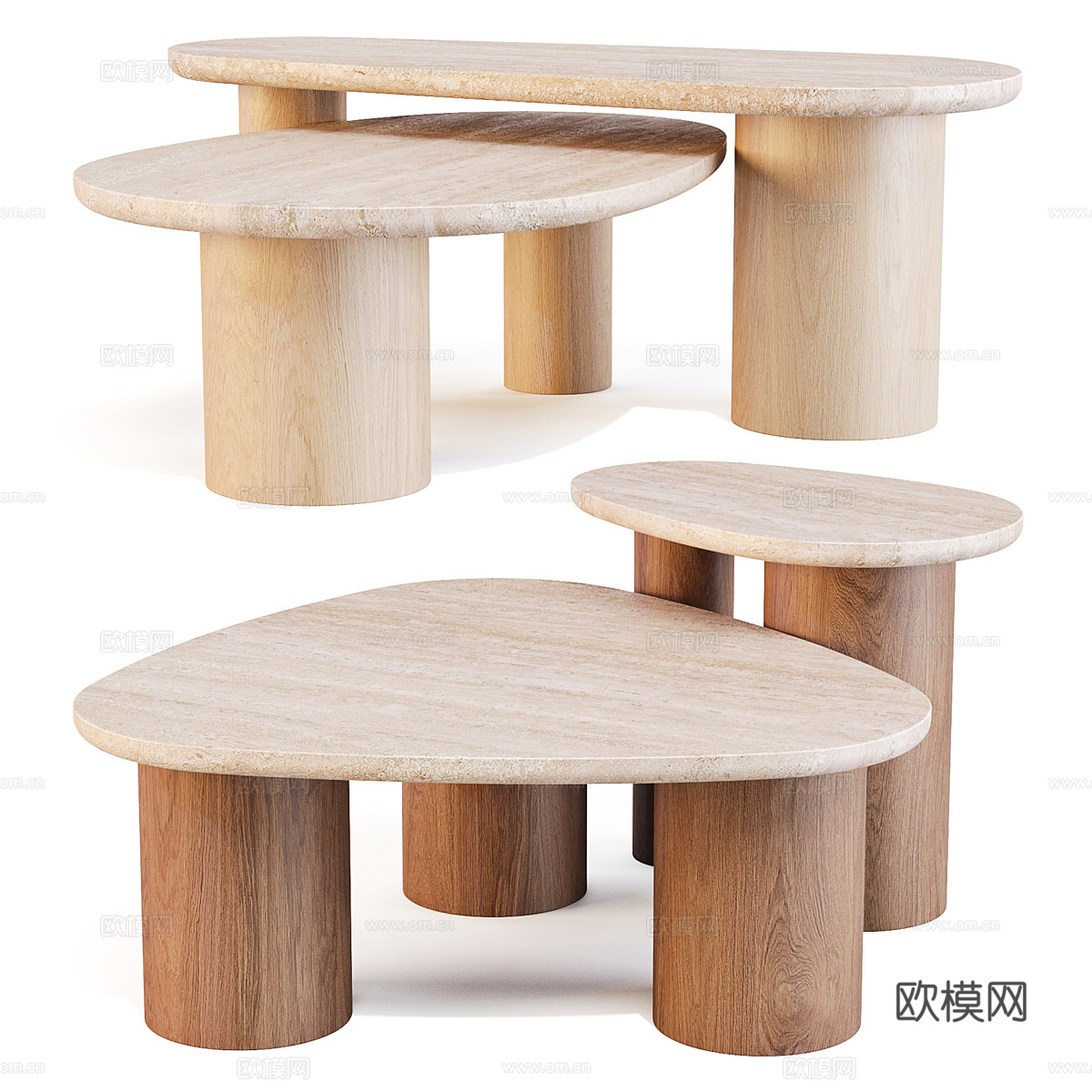 现代意式奶油风 Jade 茶几组合3d模型
