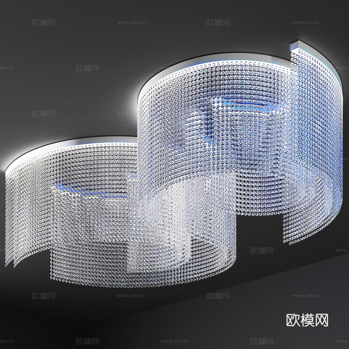现代大型水晶吸顶灯3d模型