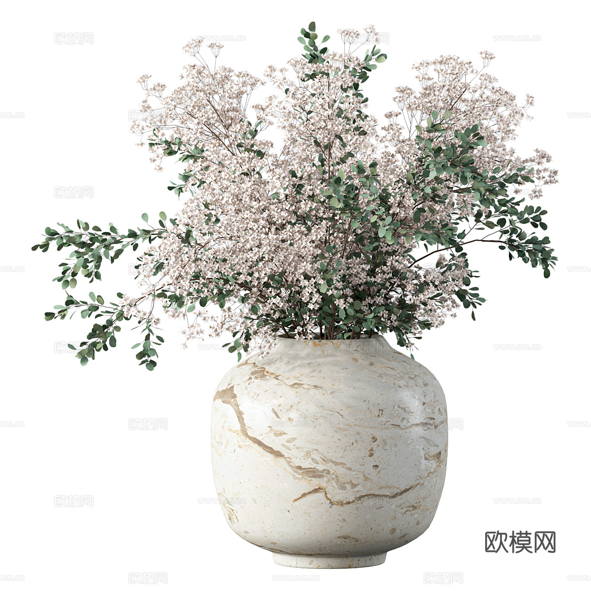 新中式花瓶花艺3d模型