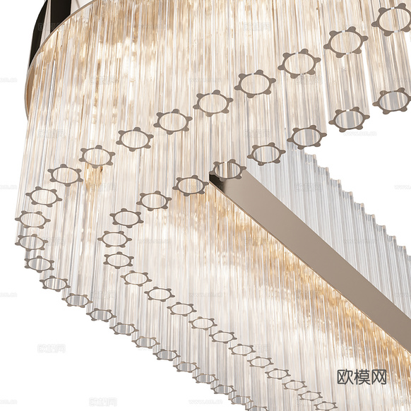 現(xiàn)代輕奢水晶玻璃裝飾吊燈3d模型下載(渲染圖3)
