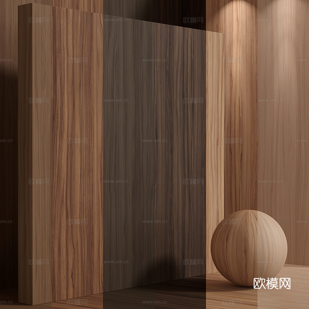 现代意式木材 木纹 木饰面 胡桃木3d模型