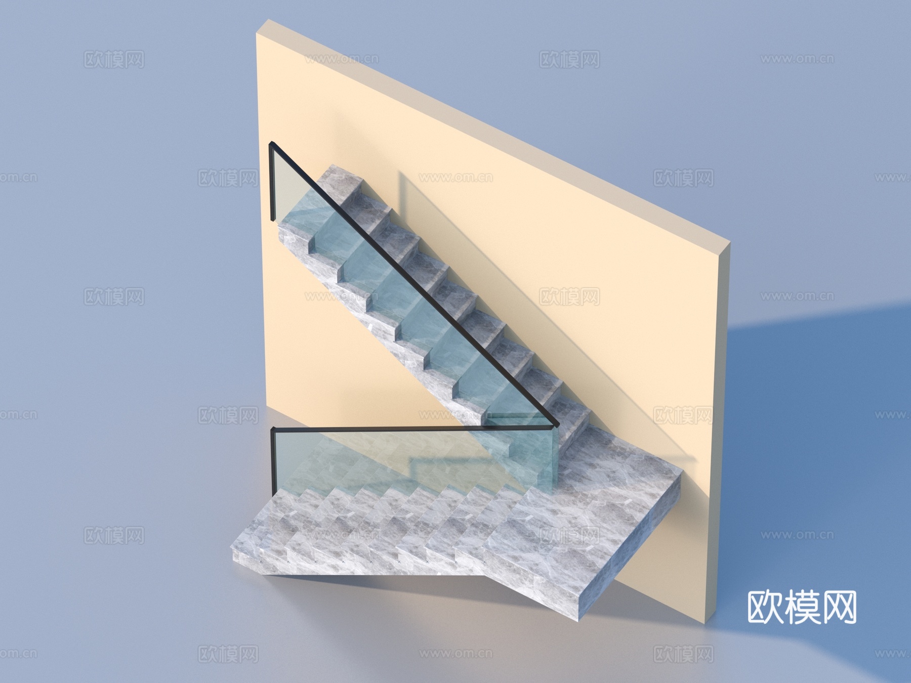 楼梯 玻璃扶手楼梯3d模型