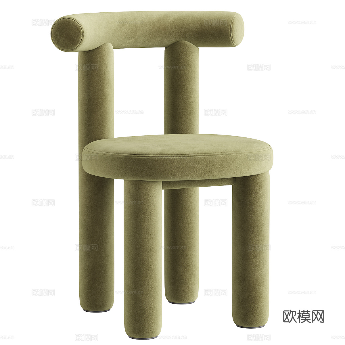 现代奶油风布艺单椅3d模型