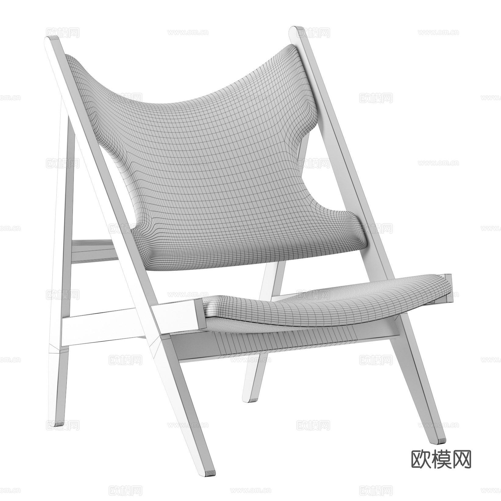 新中式布艺木质休闲椅3d模型