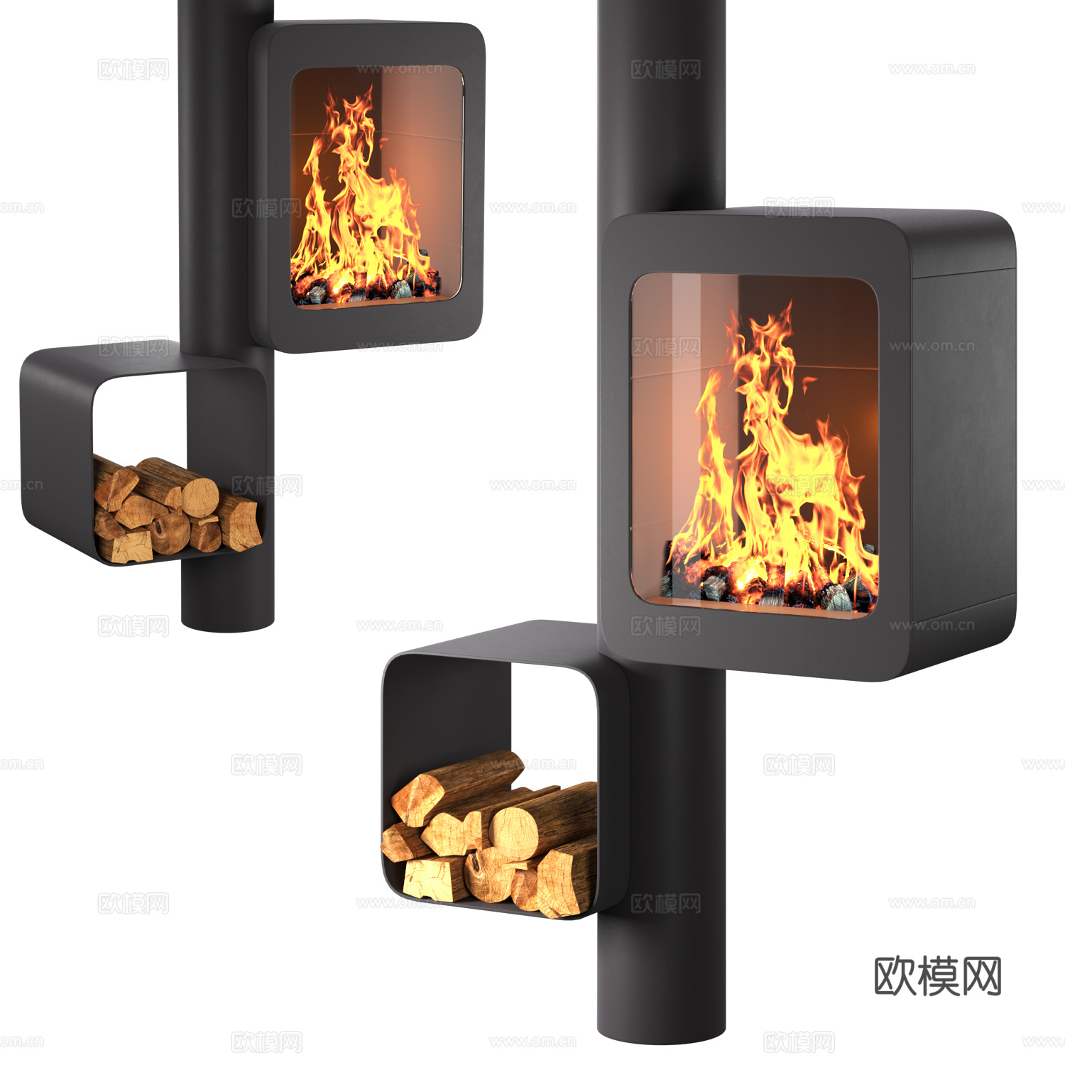 现代意式装饰壁炉3d模型