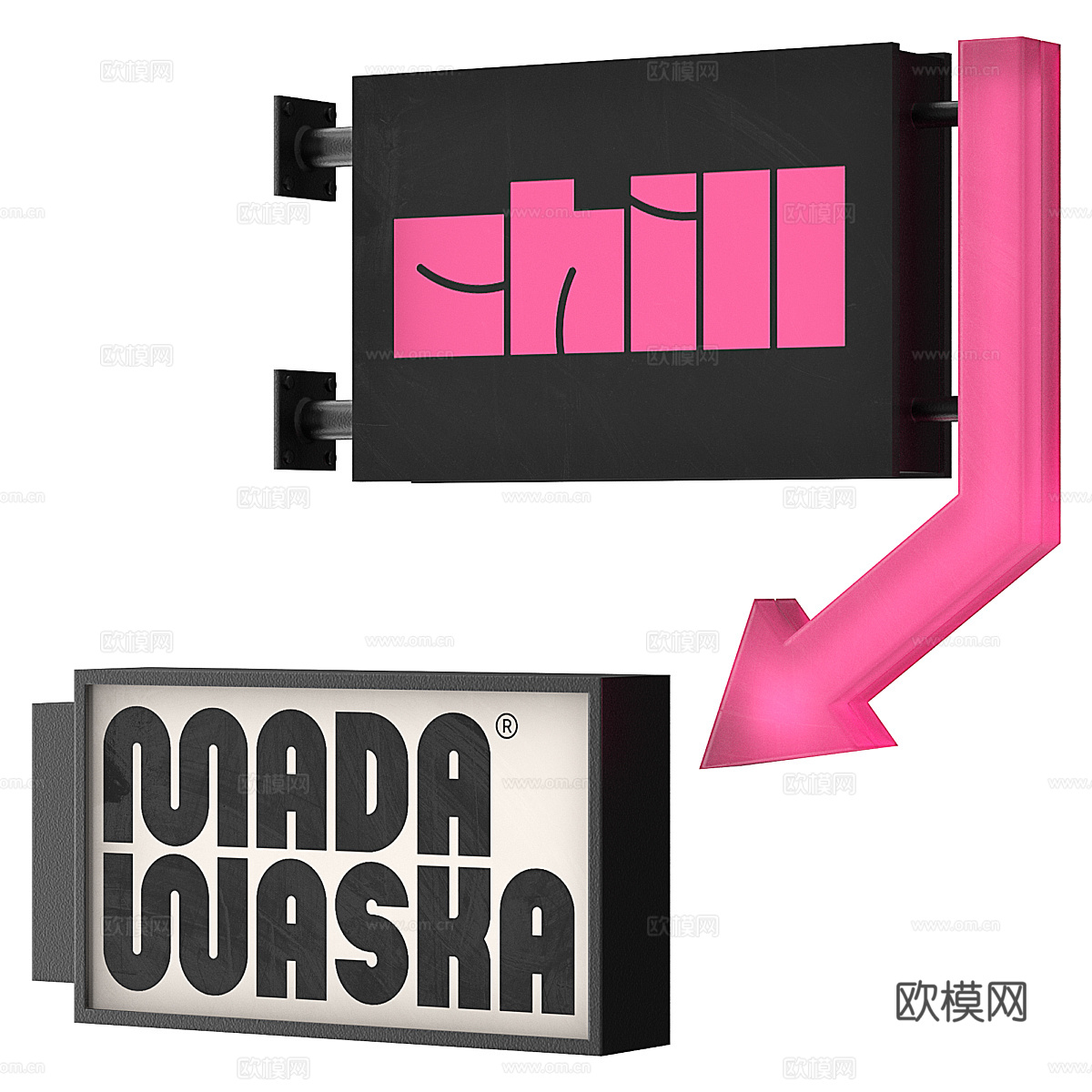 立面悬臂标志 指示牌3d模型