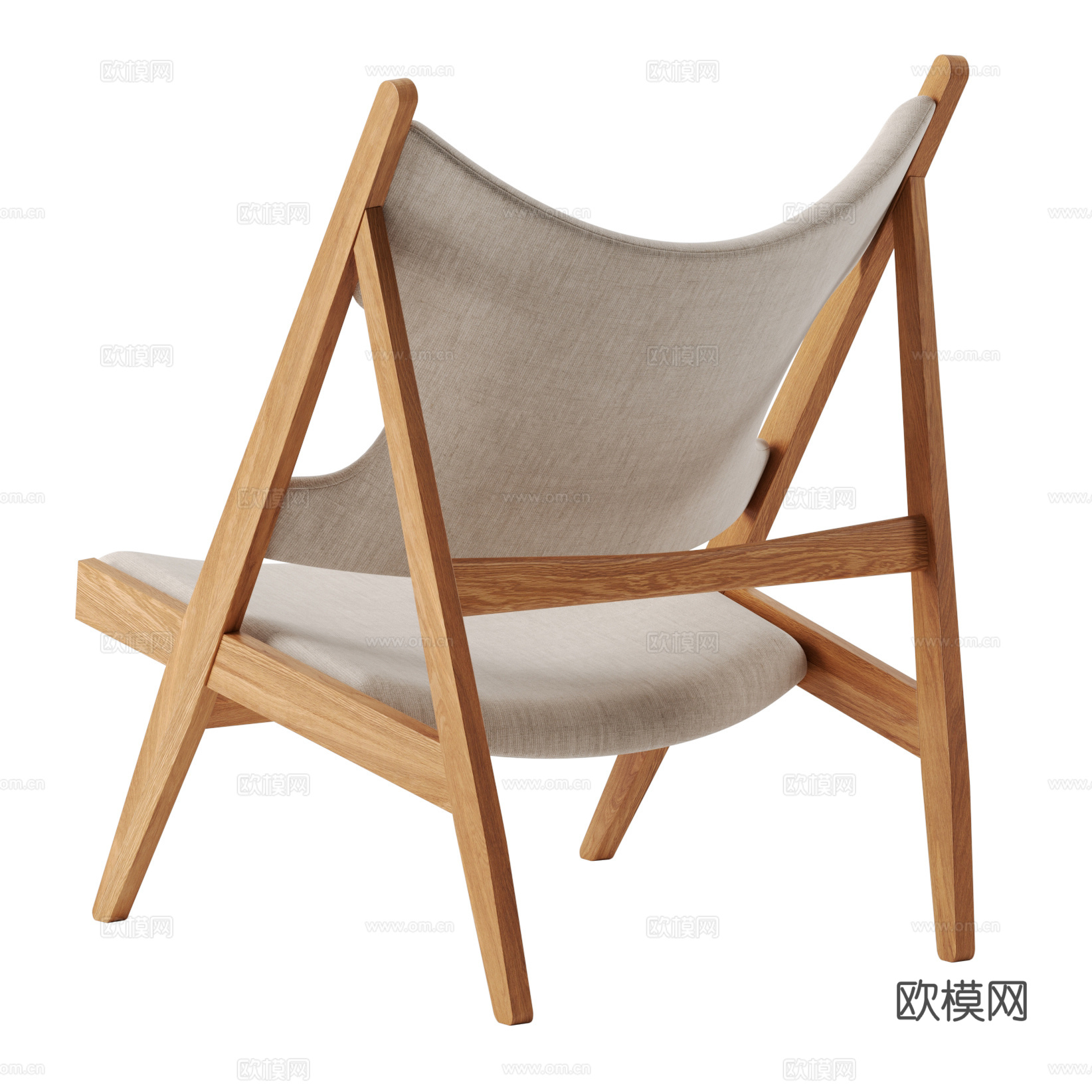 新中式布艺木质休闲椅3d模型