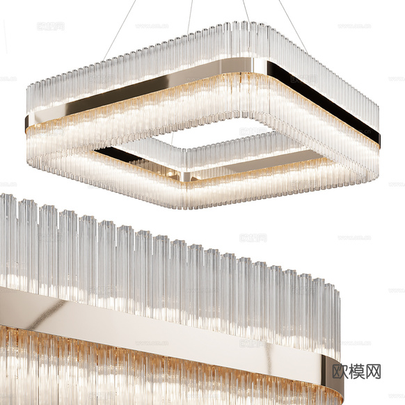 現(xiàn)代輕奢水晶玻璃裝飾吊燈3d模型下載(渲染圖1)
