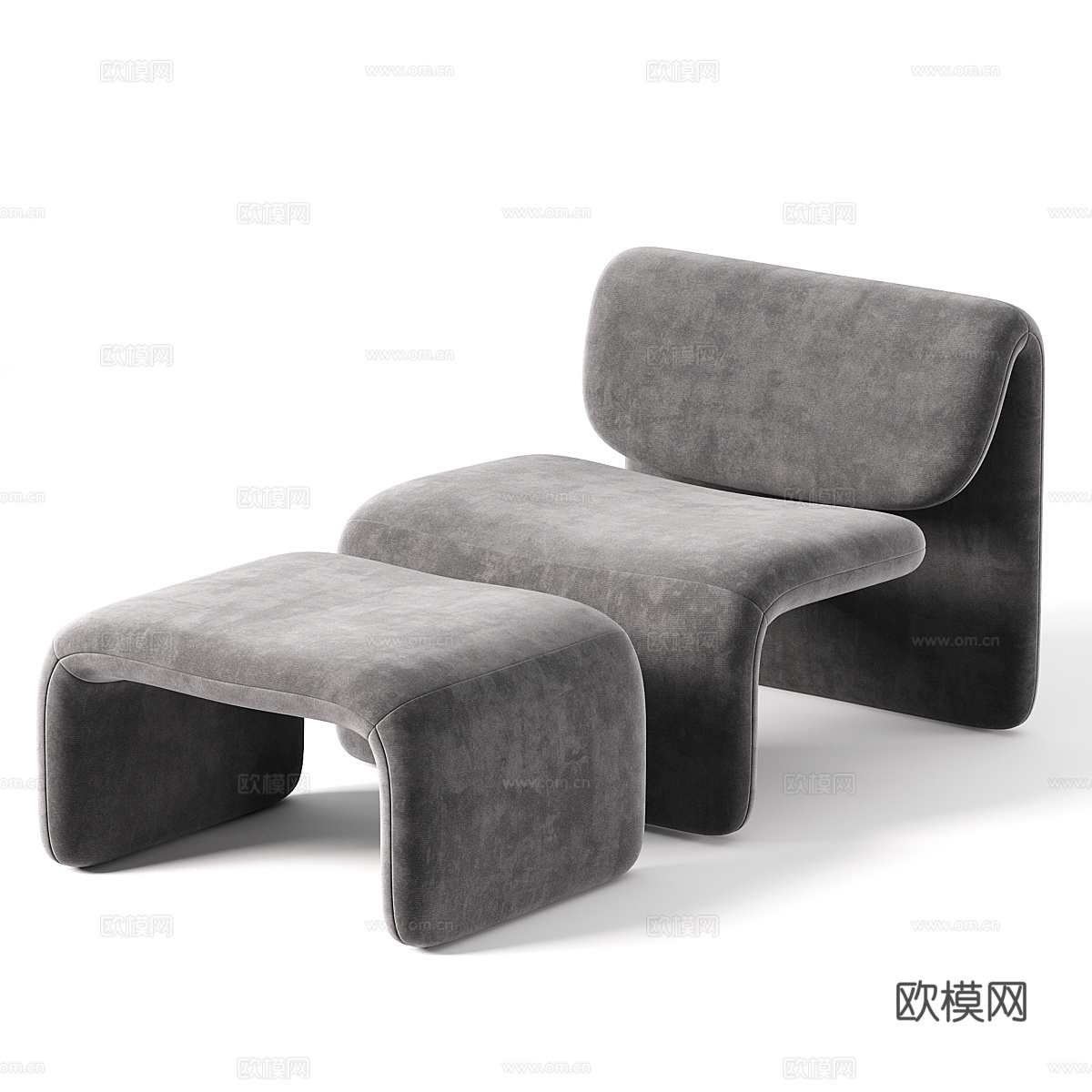 现代意式布艺躺椅3d模型