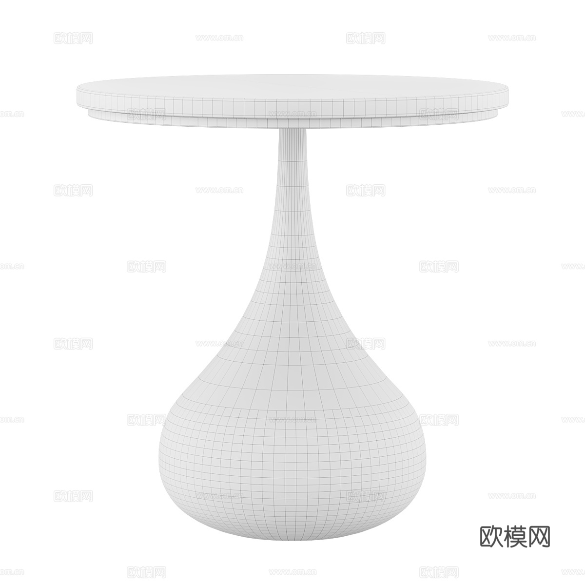 新中式轻奢大理石圆边几3d模型