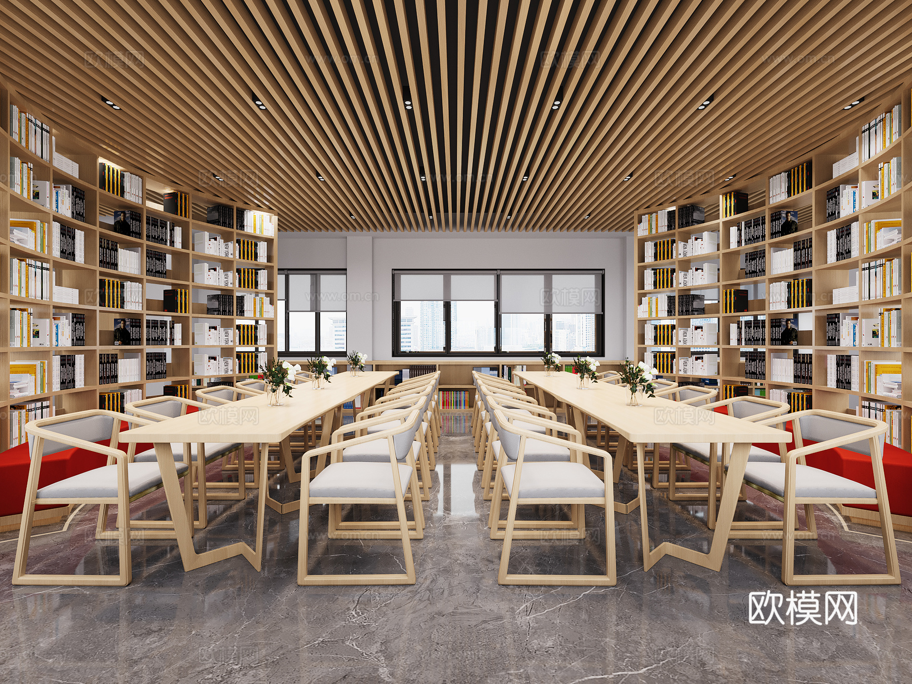 现代党建阅读室  图书馆3d模型