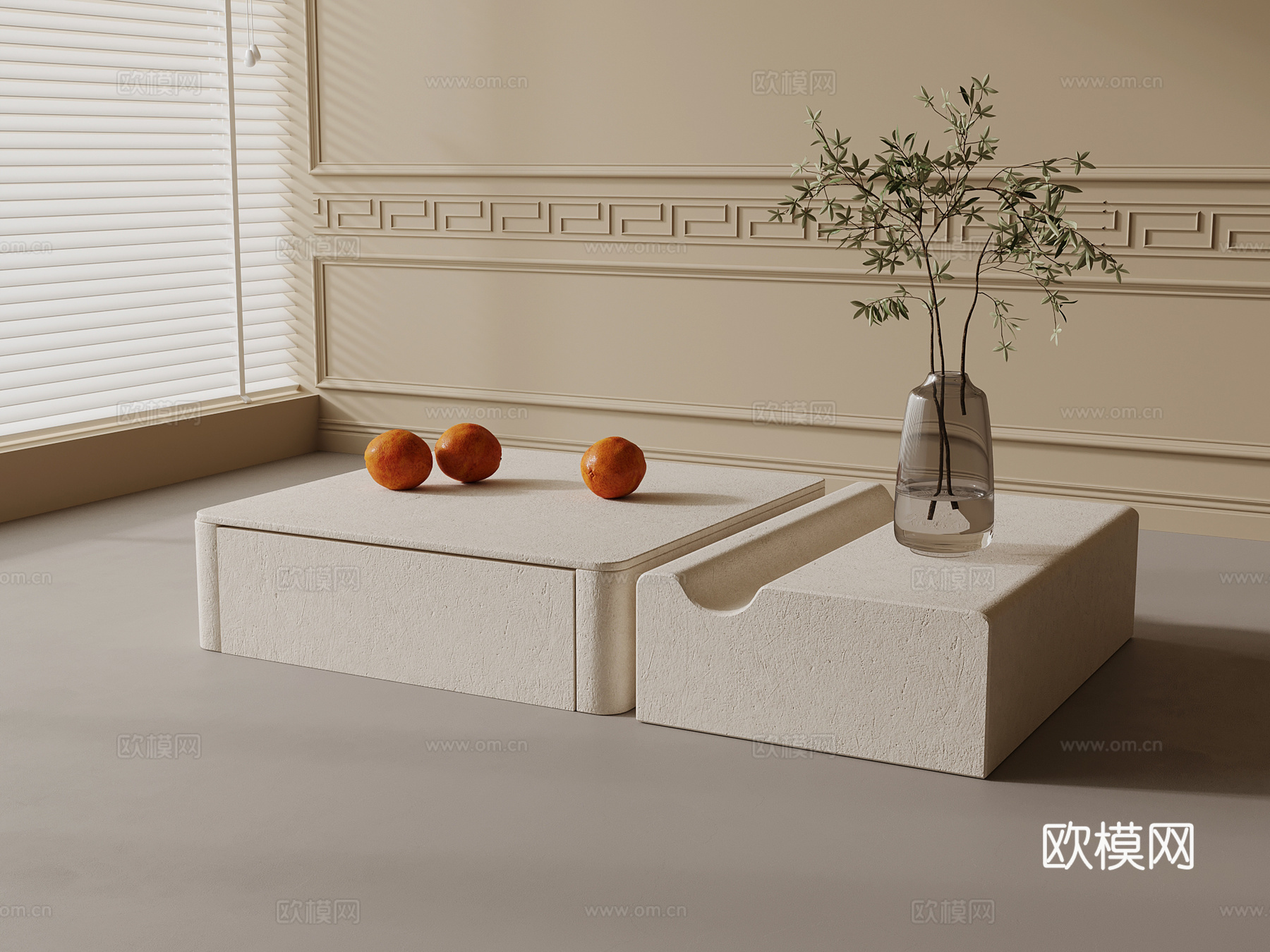 现代奶油风茶几 边几3d模型
