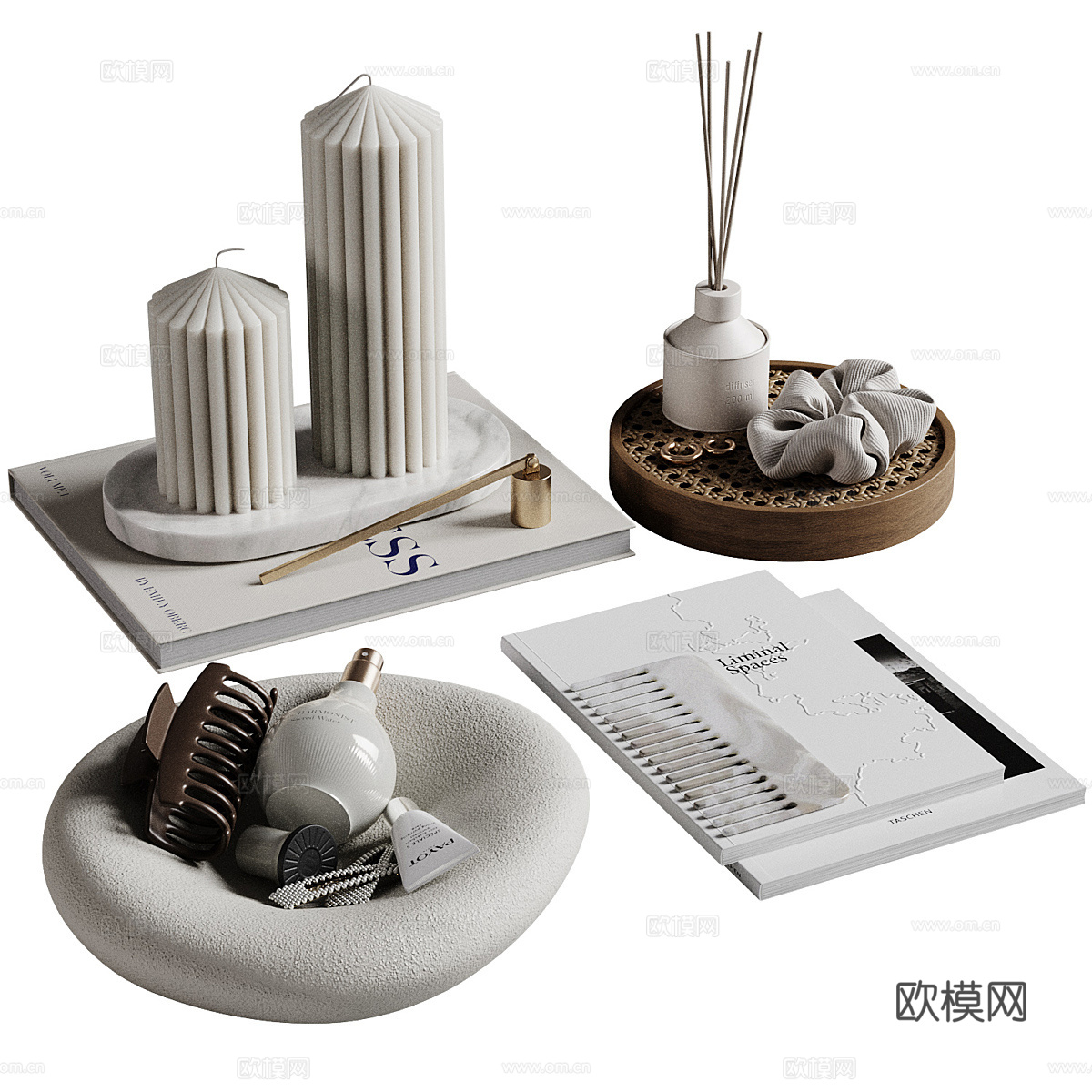 新中式中古风饰品摆件组合3d模型