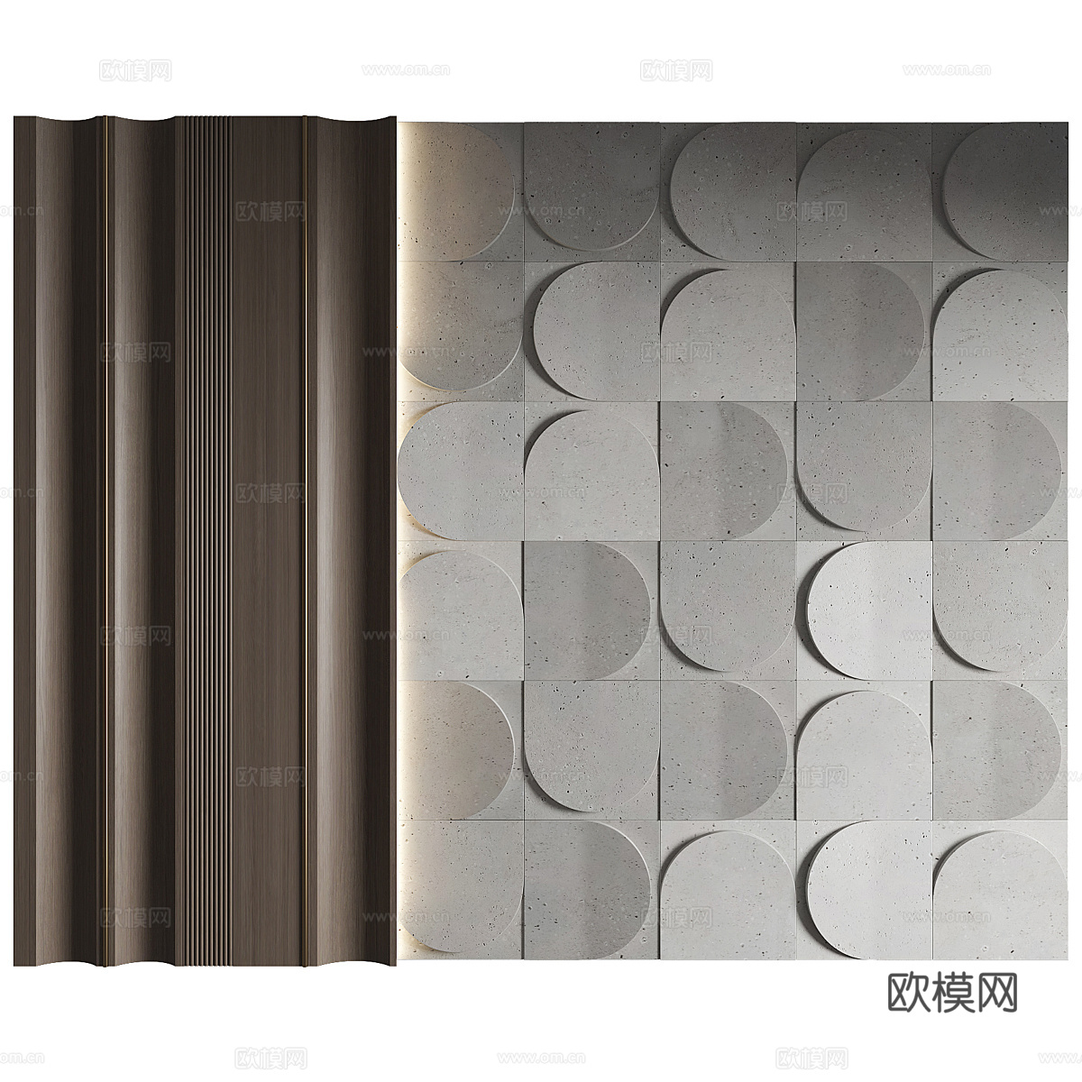 新中式侘寂背景墙 装饰墙板3d模型