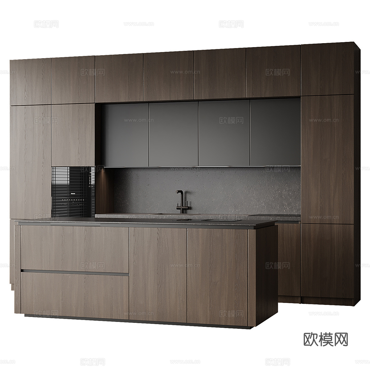 现代意式极简橱柜 岛台3d模型