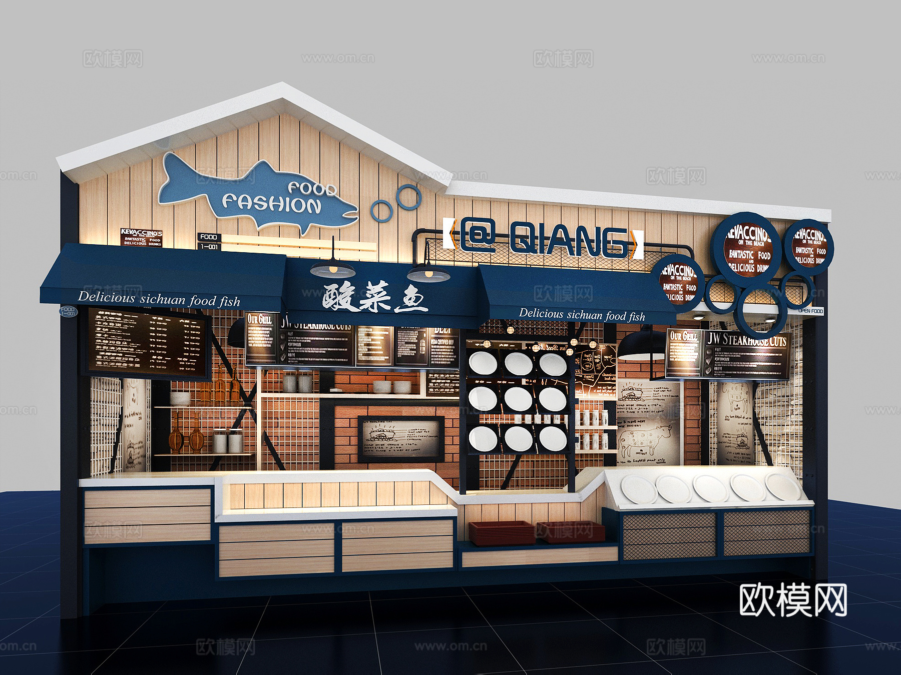 海鲜美食自助店面3d模型