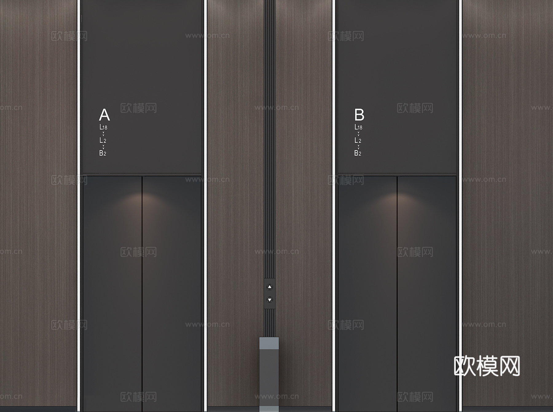 现代电梯厅门 防火门 现代门 消防门3d模型