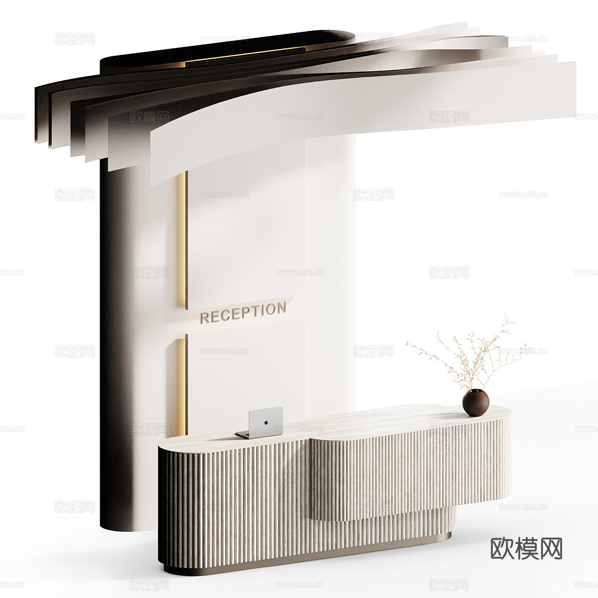 现代意式公司前台 接待台3d模型