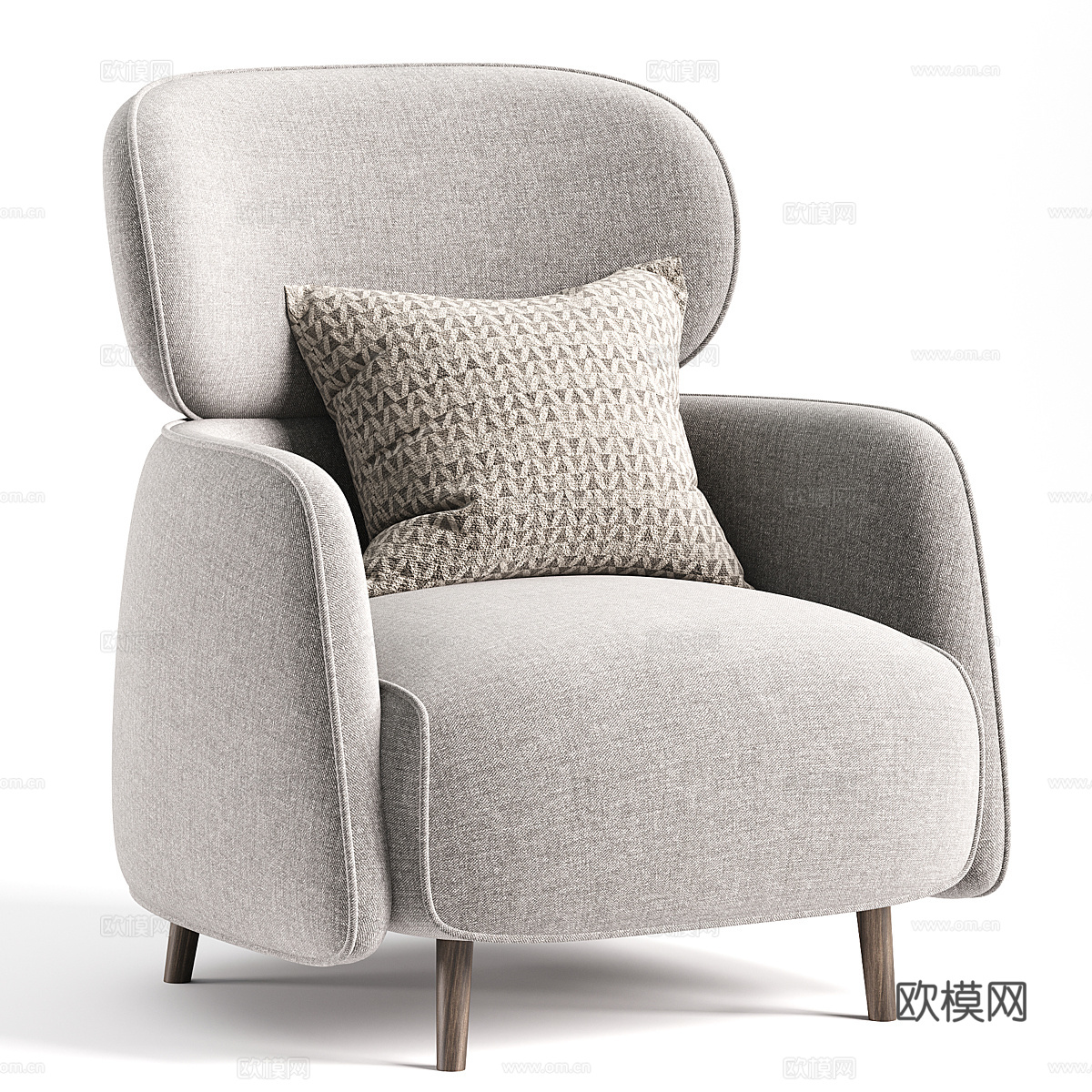 现代意式布艺扶手椅3d模型