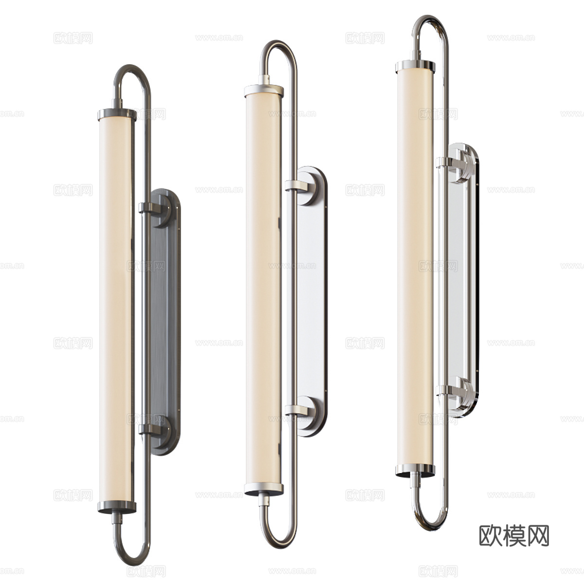 现代轻奢长条金属玻璃壁灯3d模型