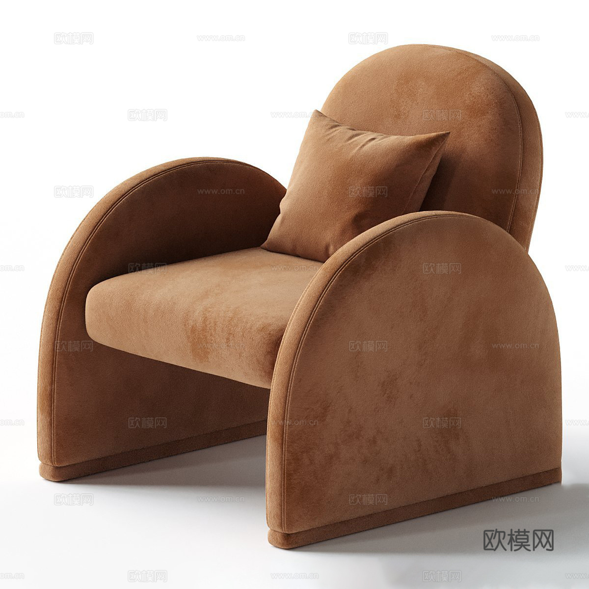 现代意式奶油风布艺扶手椅3d模型