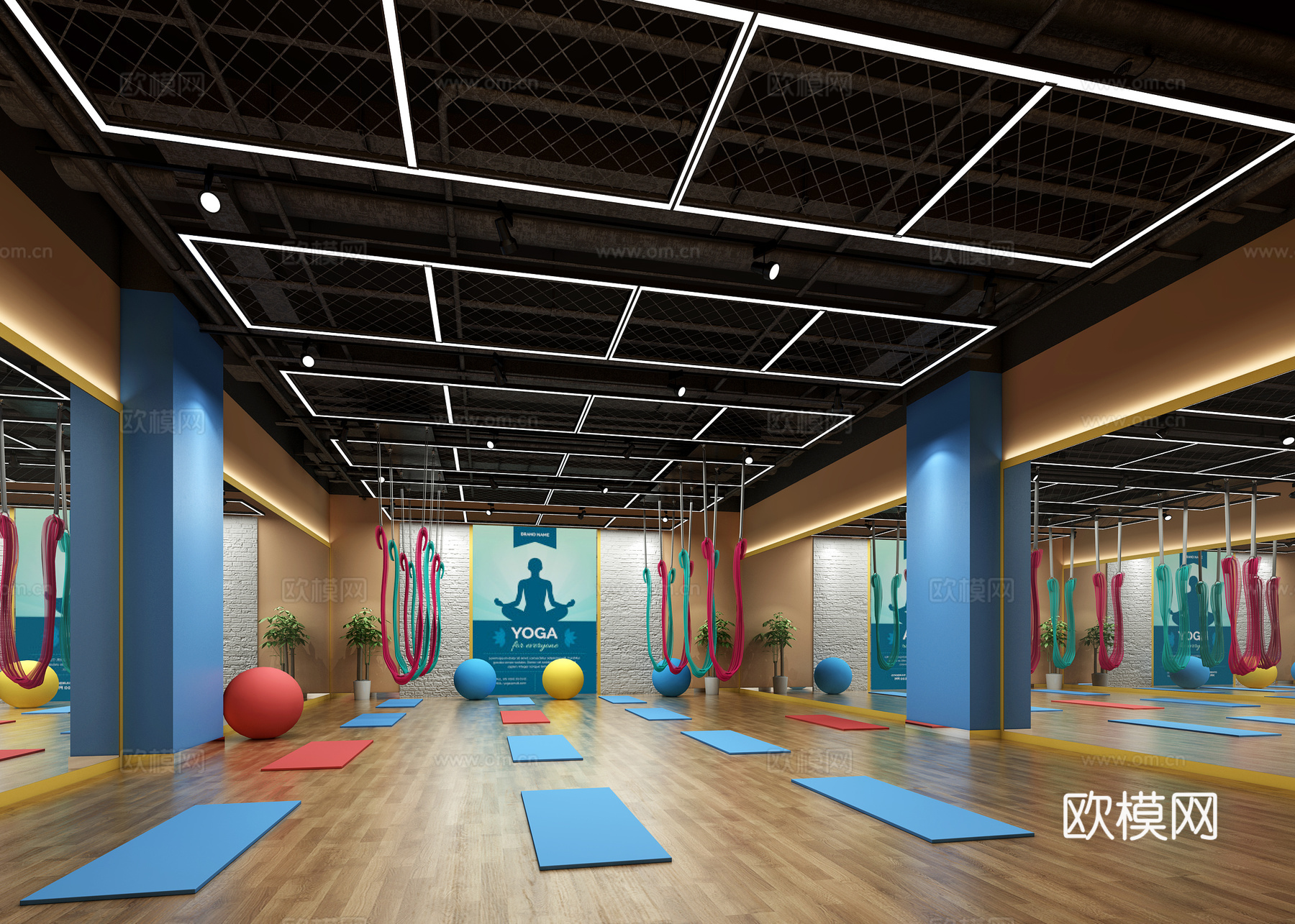 工业风 瑜伽室3d模型