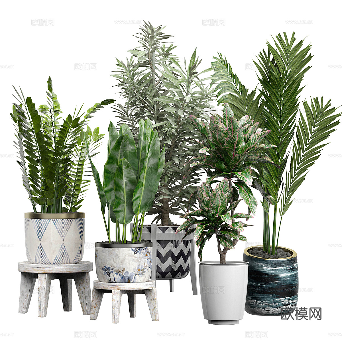 新中式轻奢绿植盆栽3d模型