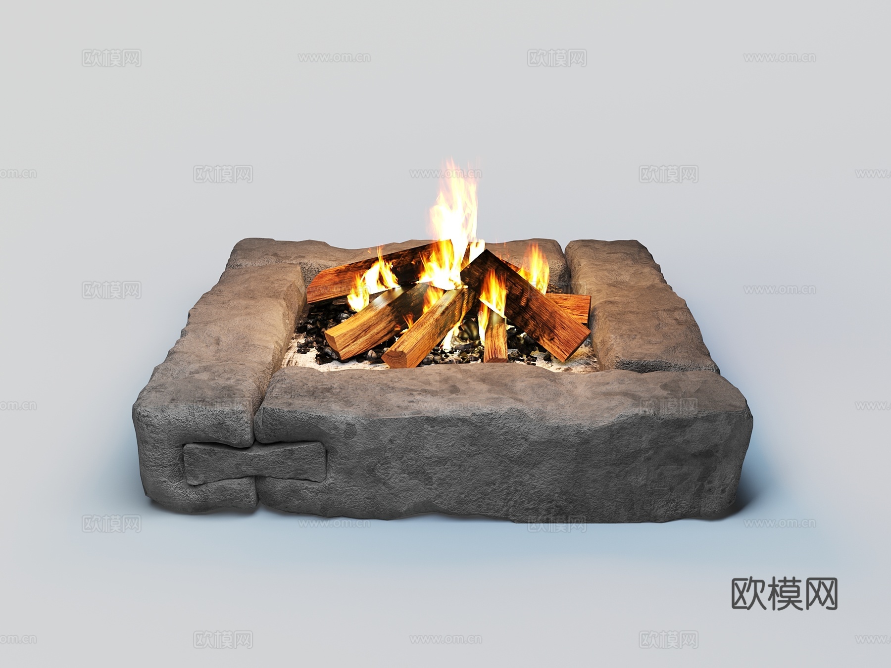 篝火 炉火 石头篝火 壁炉3d模型