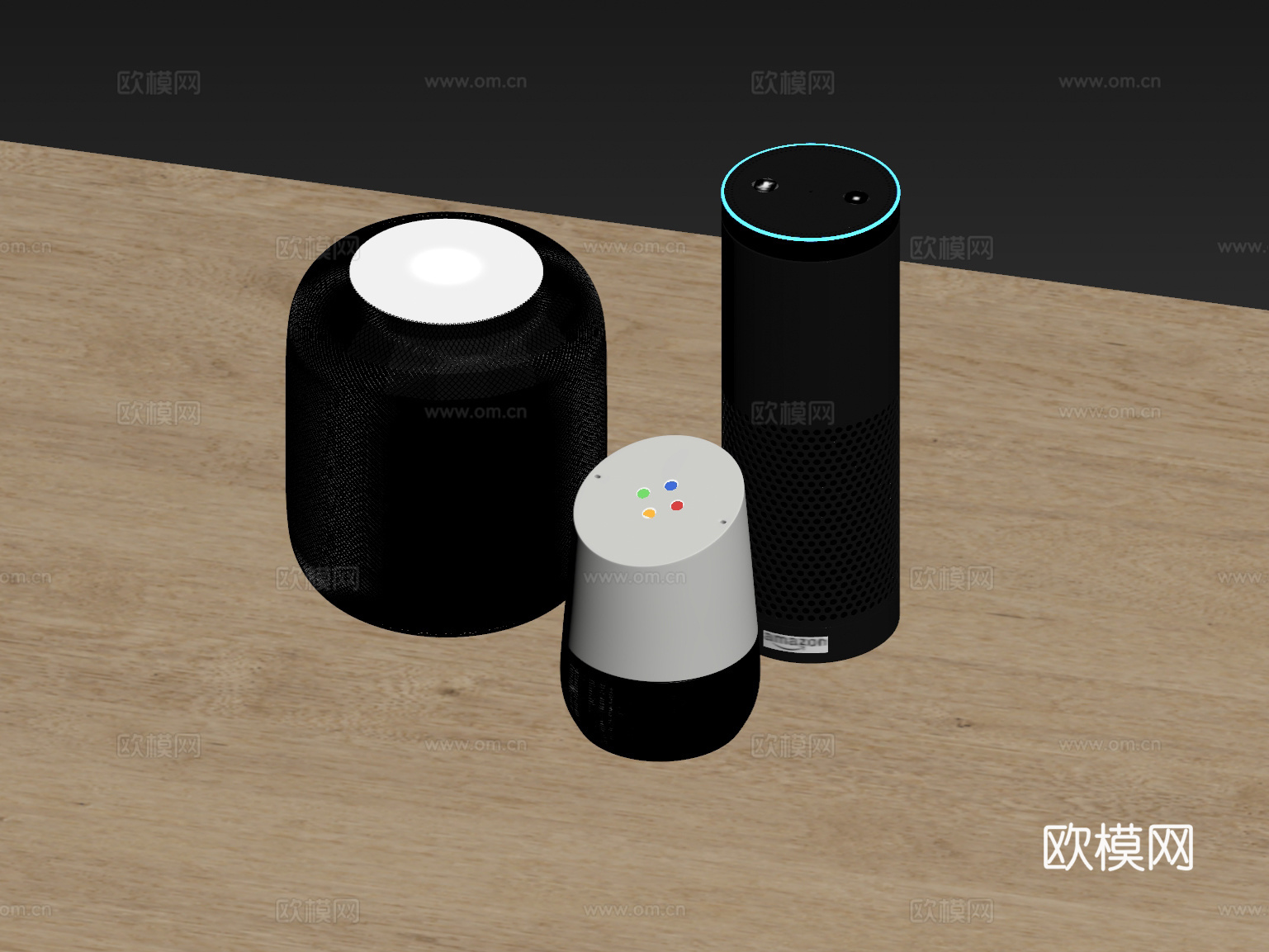 亚马逊谷歌音箱-现代蓝牙音箱组合免费3d模型
