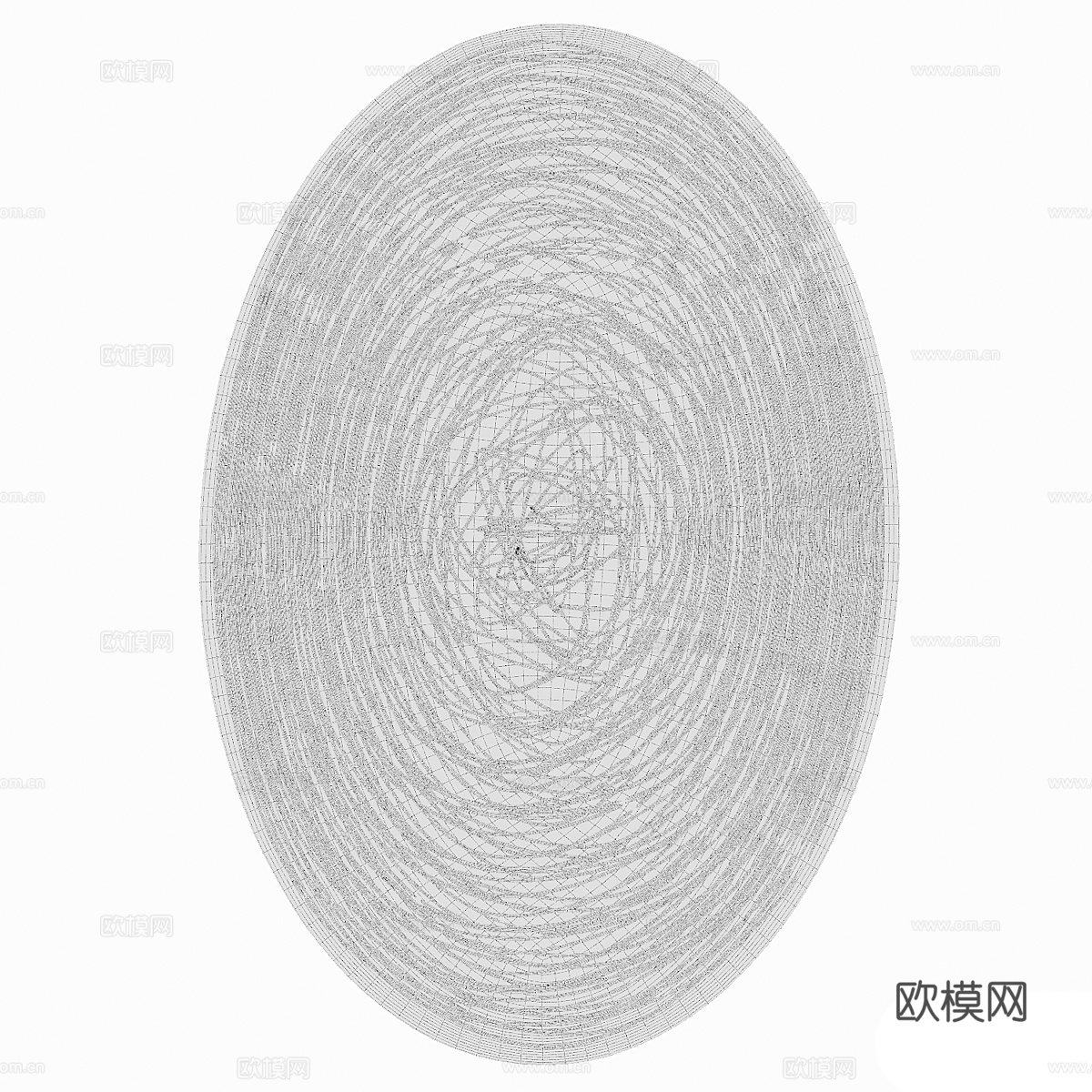 现代奶油风椭圆编织布艺地毯3d模型