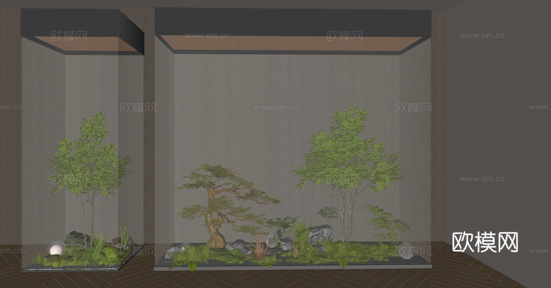 室内景观 景观小品 室内造景 植物堆 植物组合 庭院小品su模型