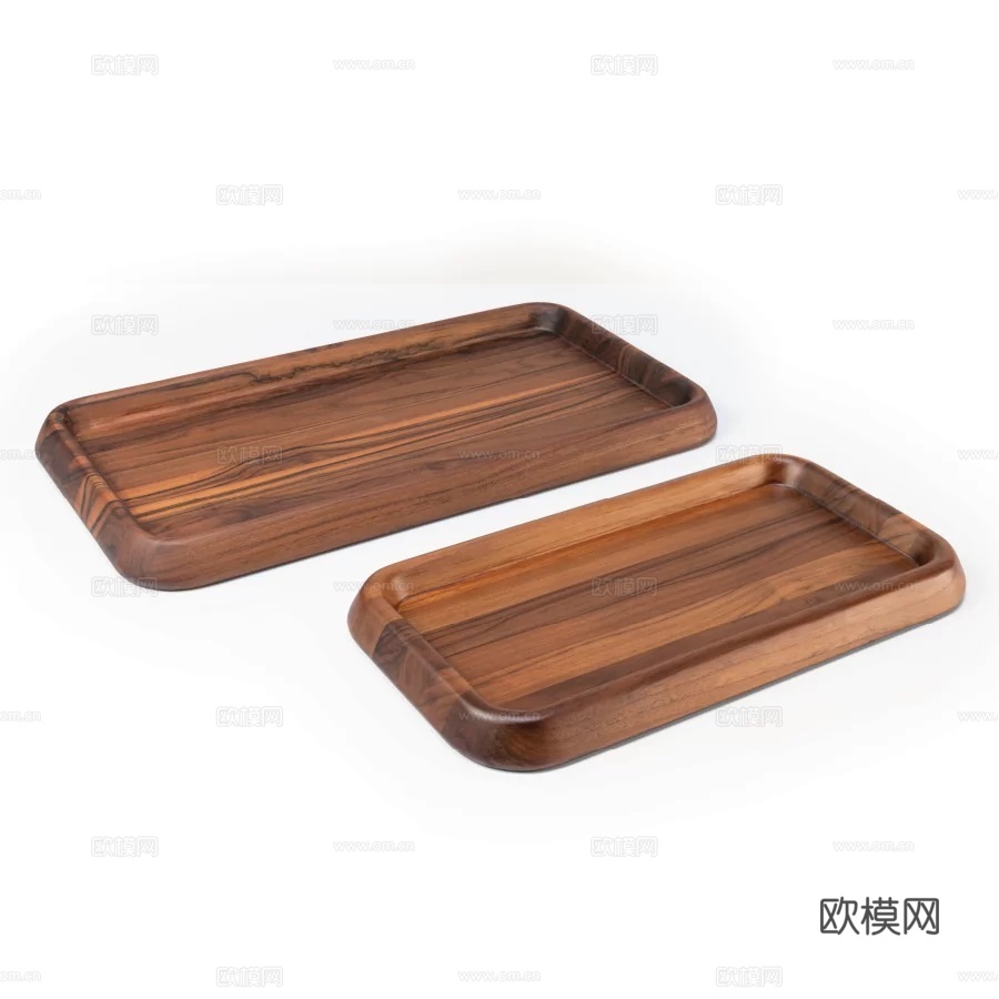 日式整木点心盘黑胡桃木碟子寿司盘圆形迷你水果盘长方形托盘su模型