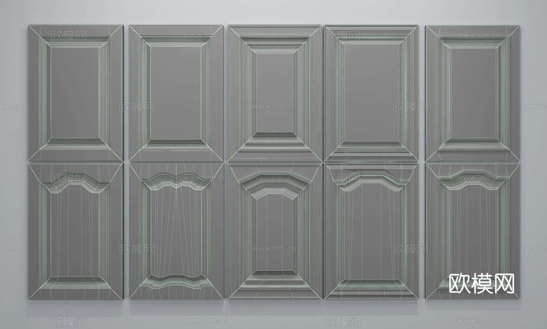 欧式实木橱柜门板3d模型