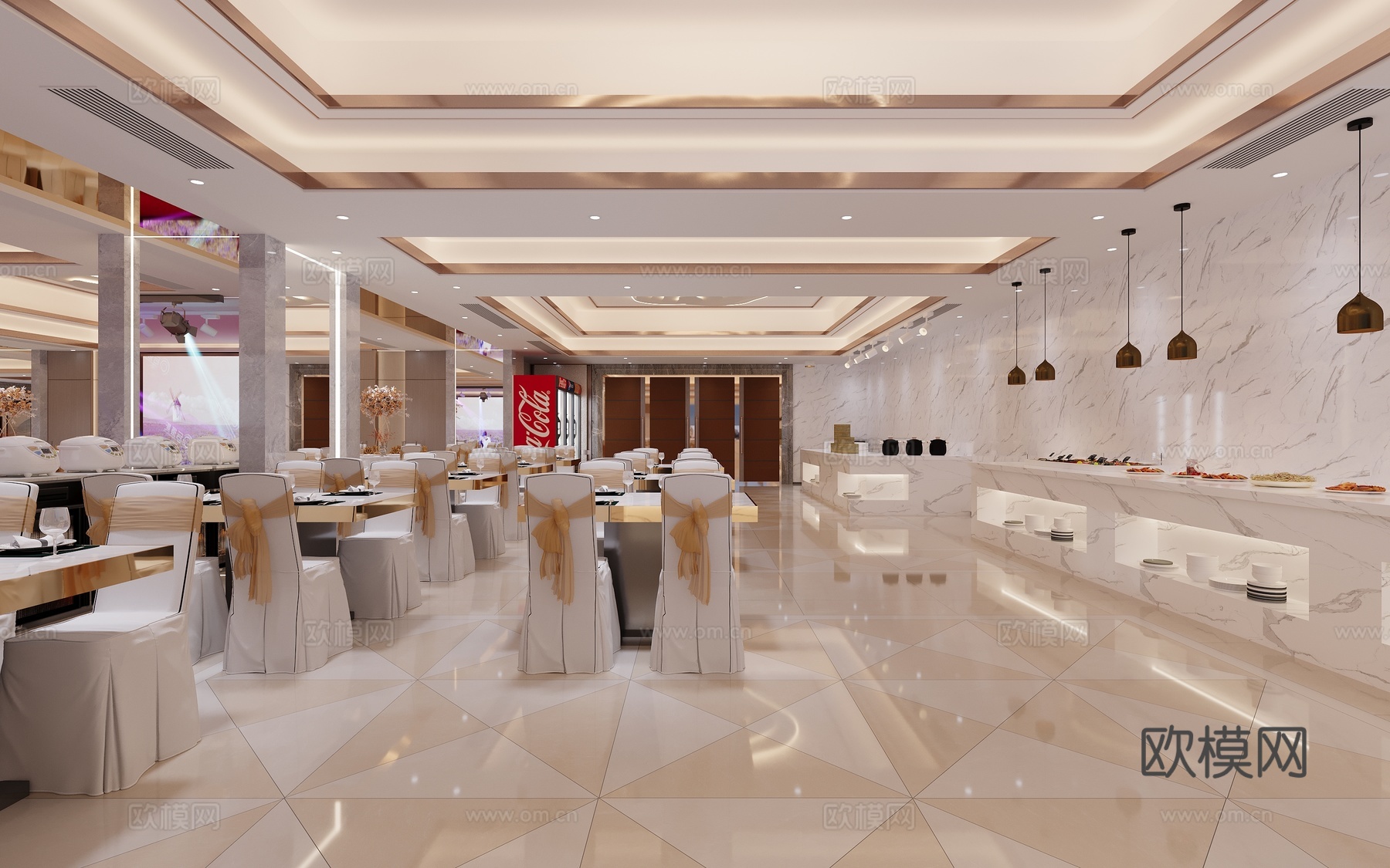 现代酒店宴会厅  餐厅3d模型