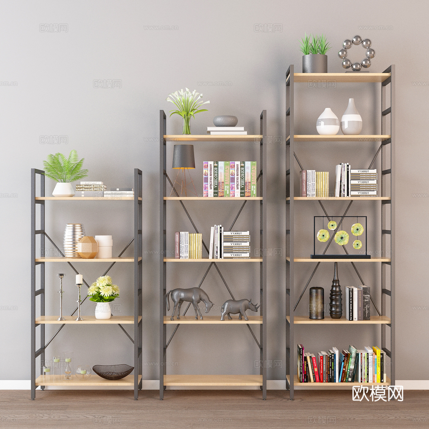 工业风北欧装饰柜 装饰架3d模型下载