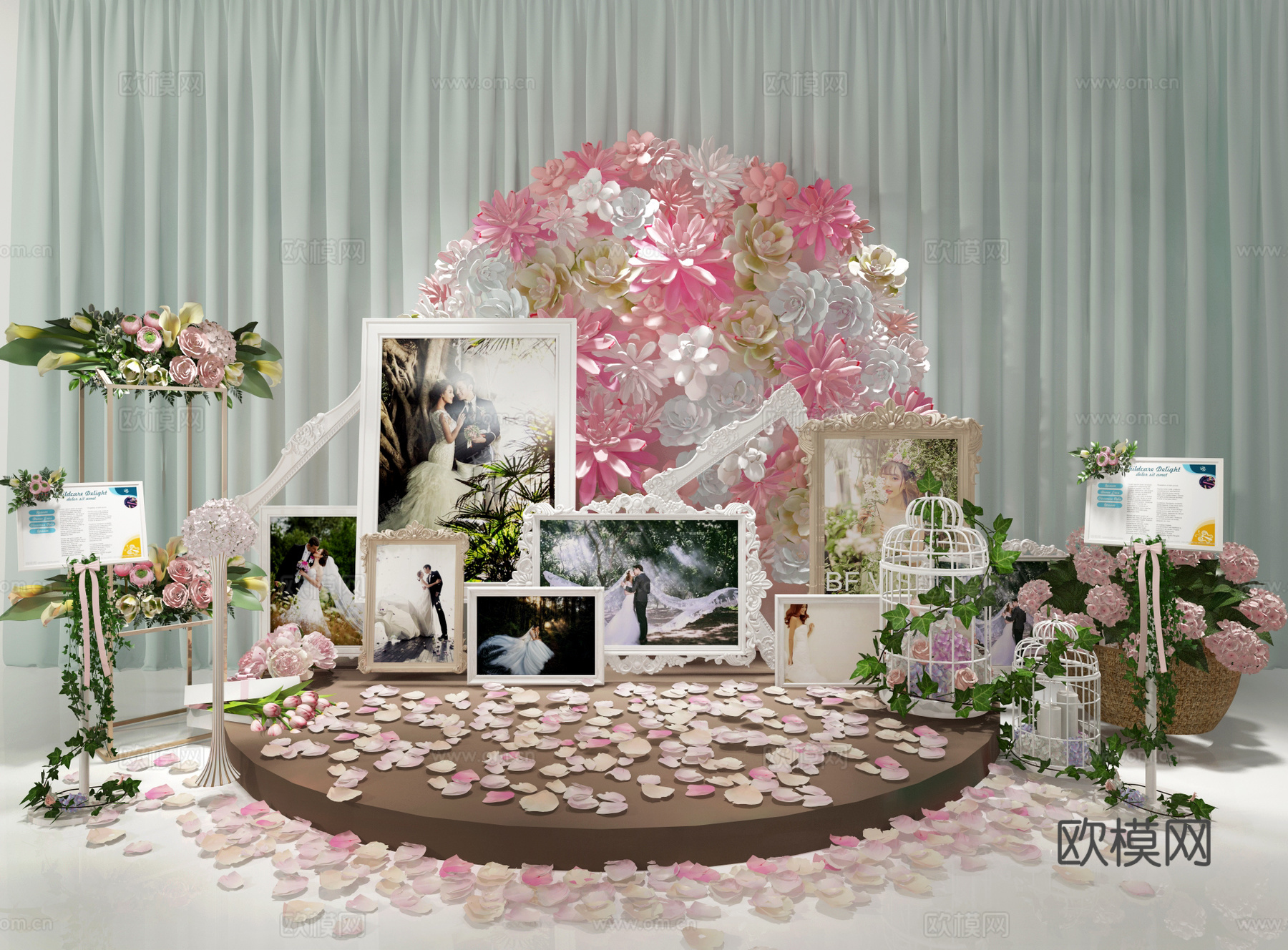 现代婚庆花艺摆设展示区3d模型