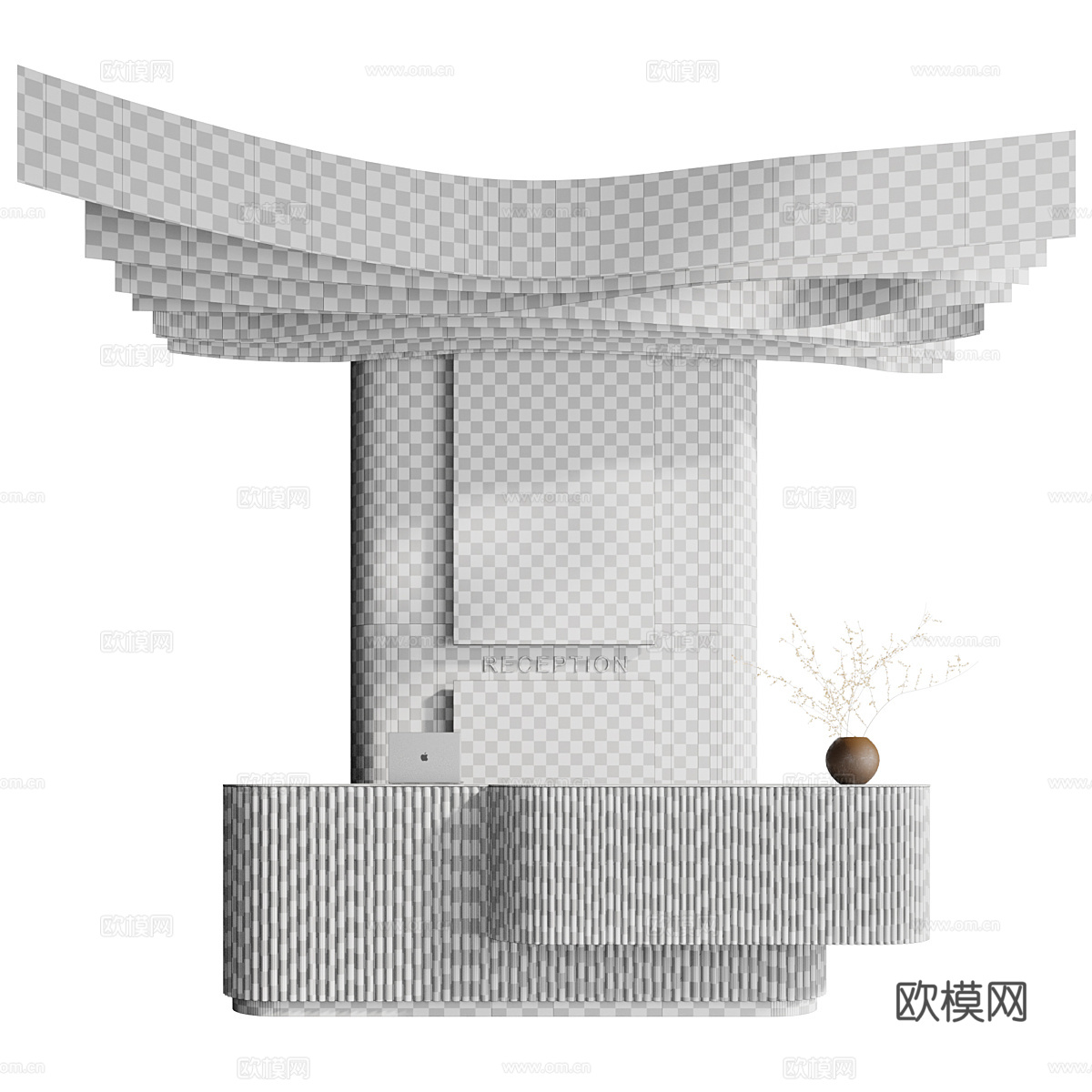 现代意式公司前台 接待台3d模型
