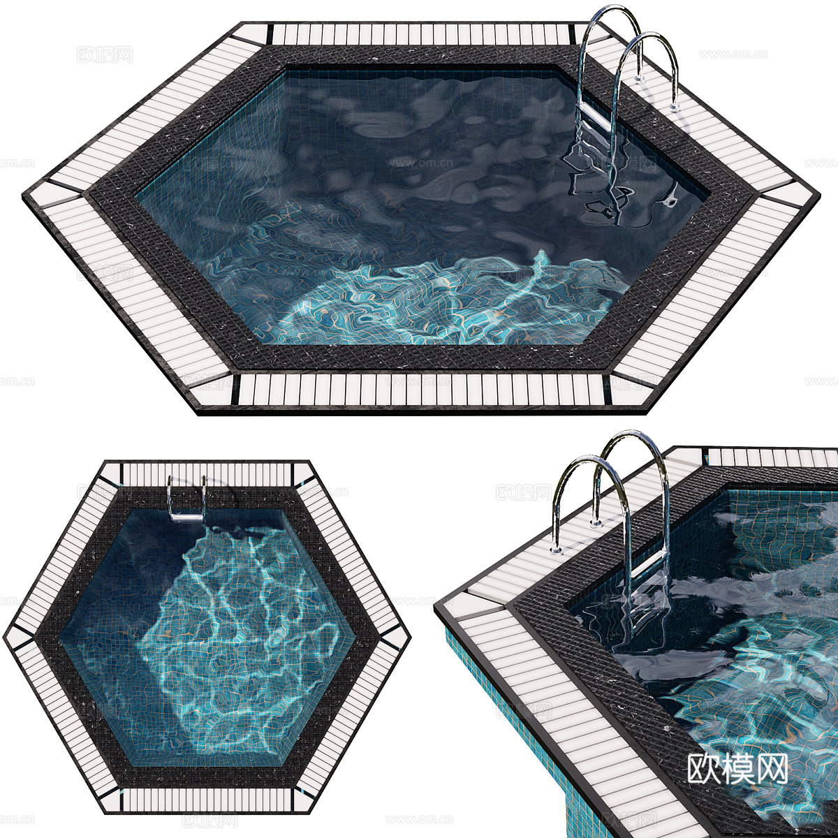 现代户外游泳池3d模型