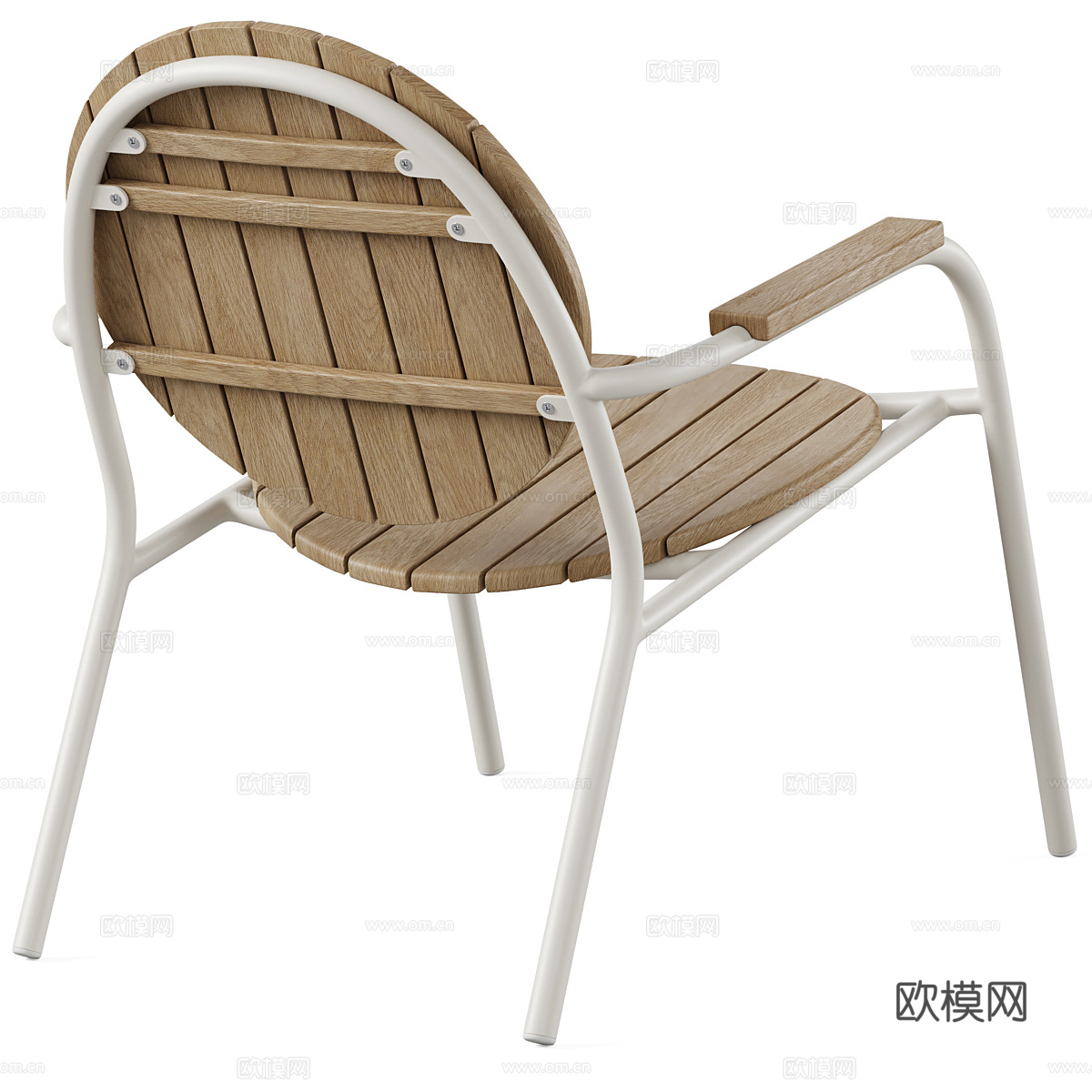 现代意式不锈钢木质扶手椅3d模型