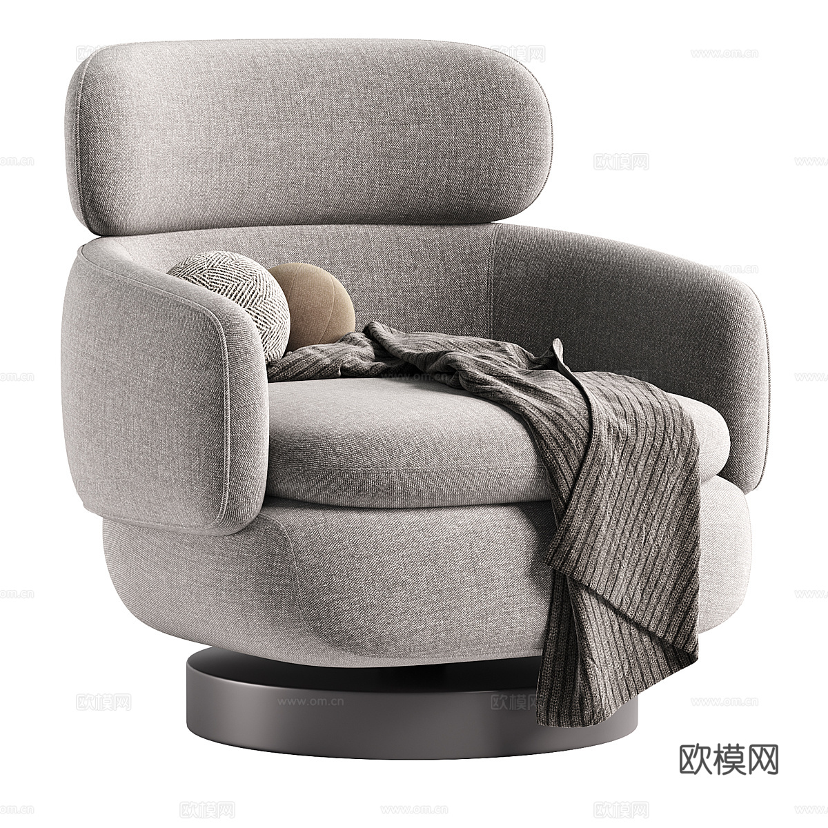 现代意式轻奢布艺扶手椅3d模型