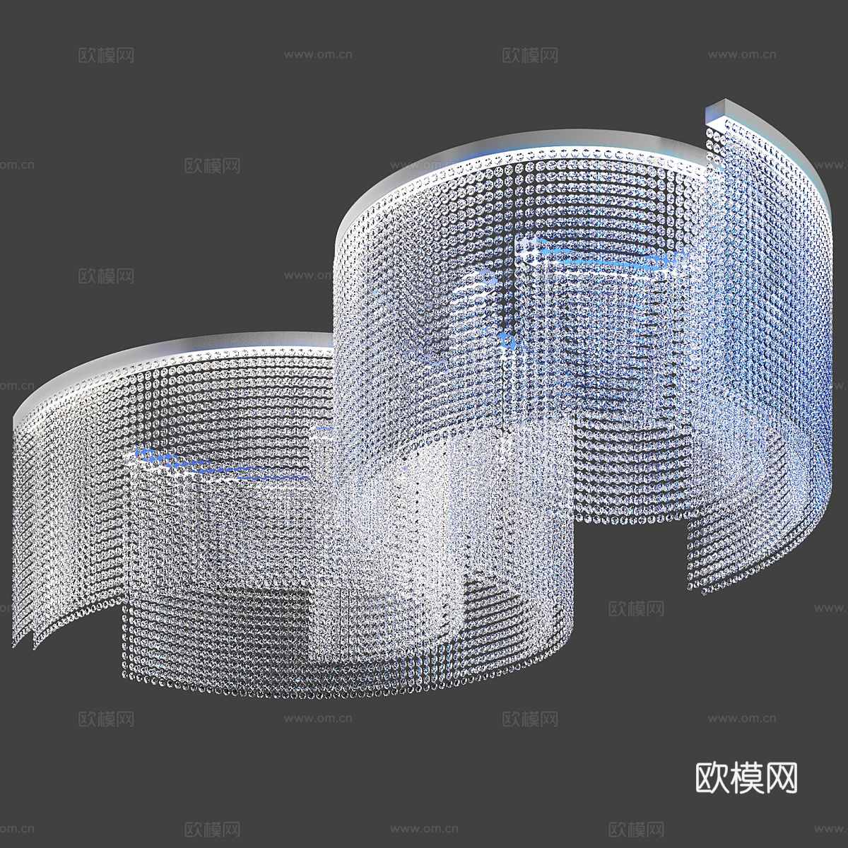 现代大型水晶吸顶灯3d模型